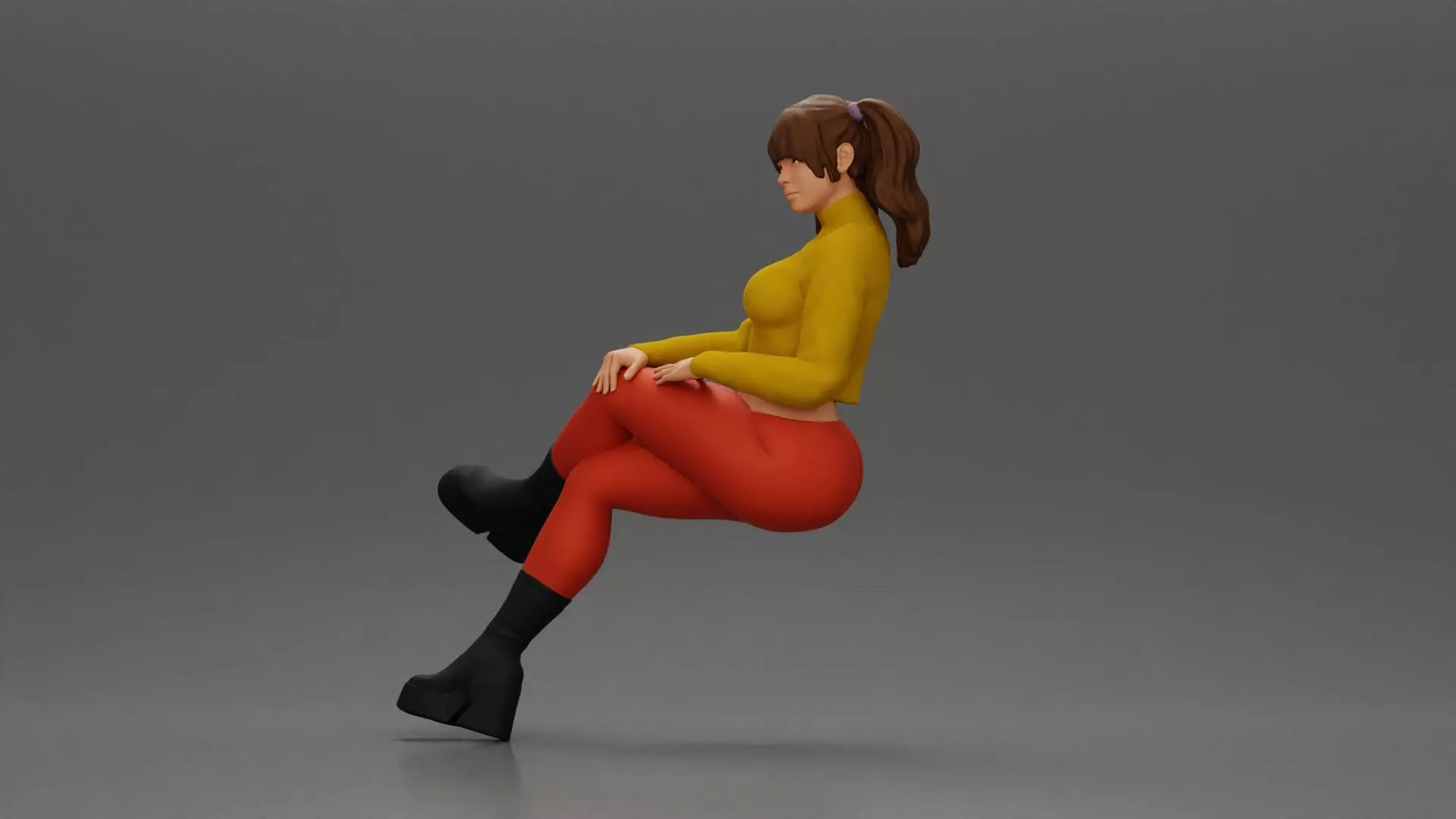 Stylish Woman Relaxing with Confident Poise 3D print model_5