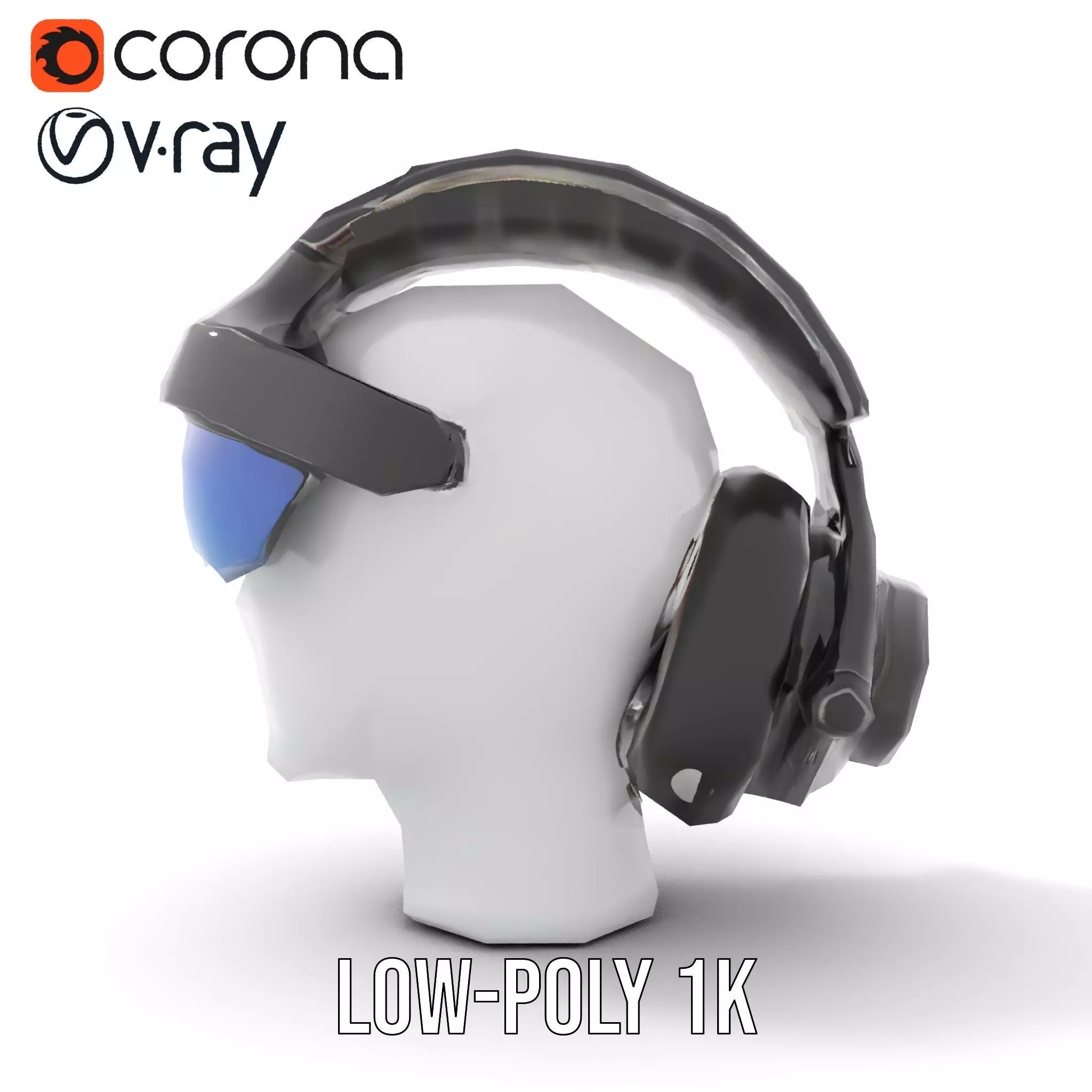 VR Headset and Headphones Model Pack Low-poly 3D model_15