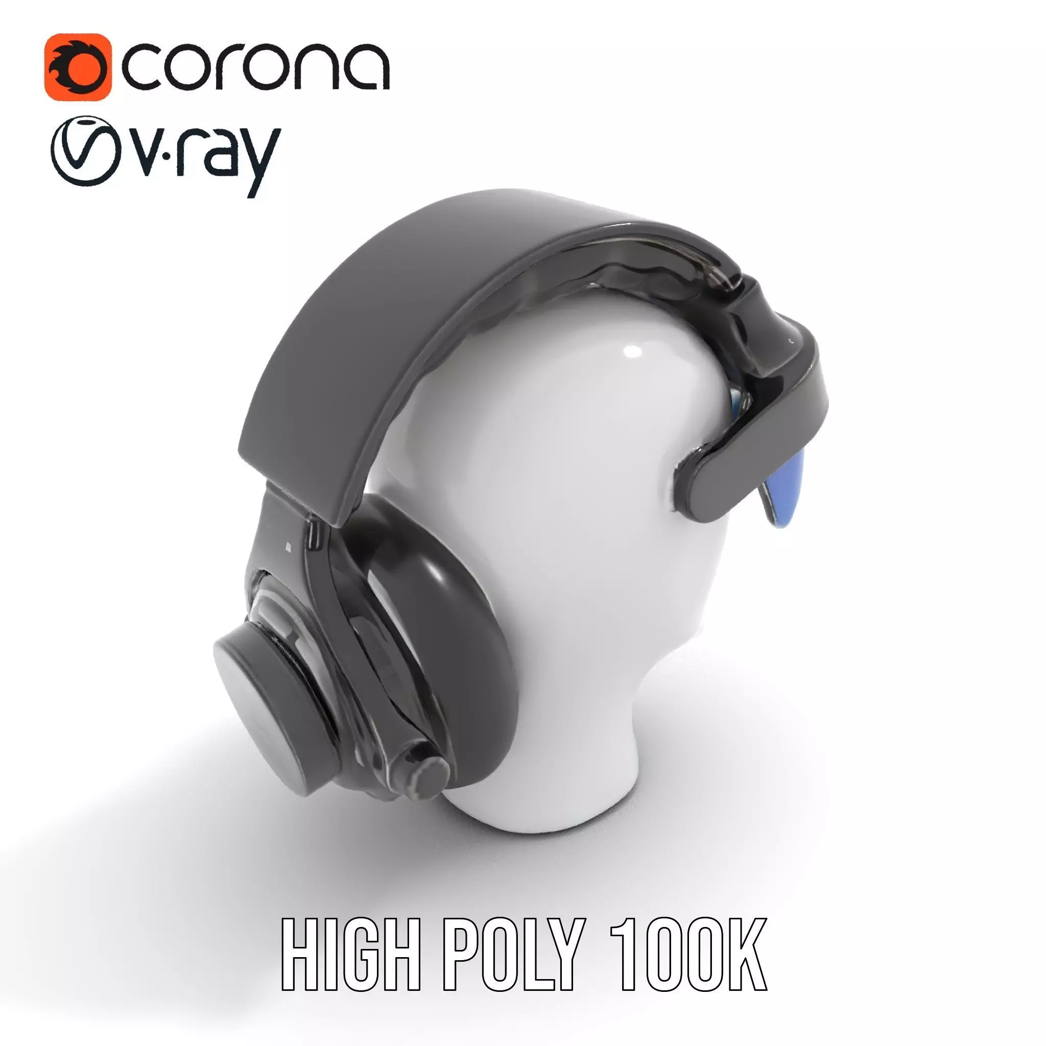 VR Headset and Headphones Model Pack Low-poly 3D model_19