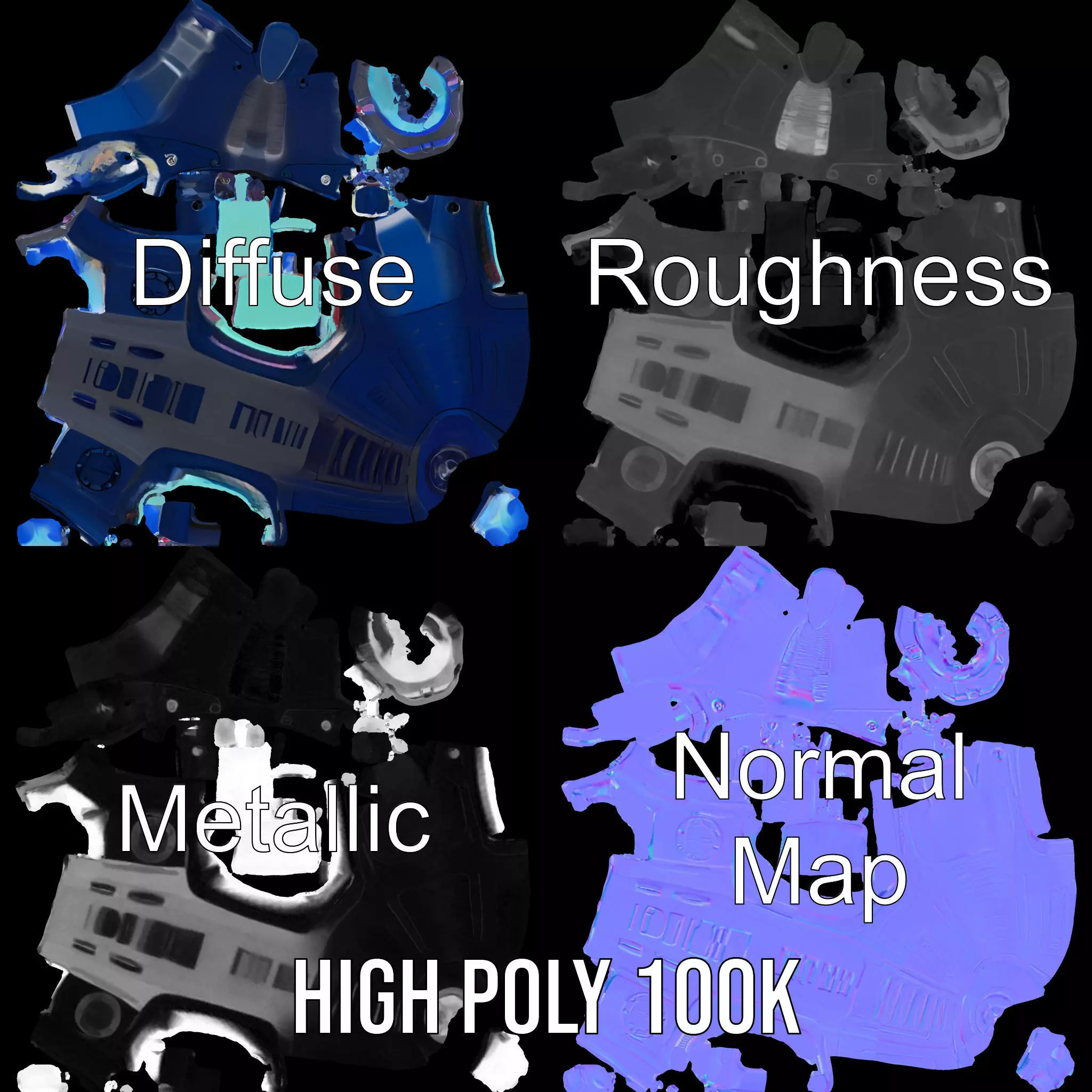 Futuristic SciFi Stun Gun Model Pack Low-poly 3D model_3