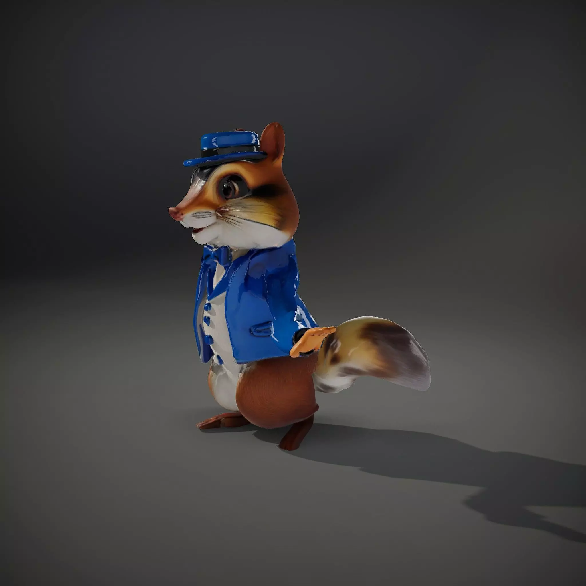 Charming Squirrel in Blue Tuxedo Rigged and Animated Characte... Low-poly 3D model_37
