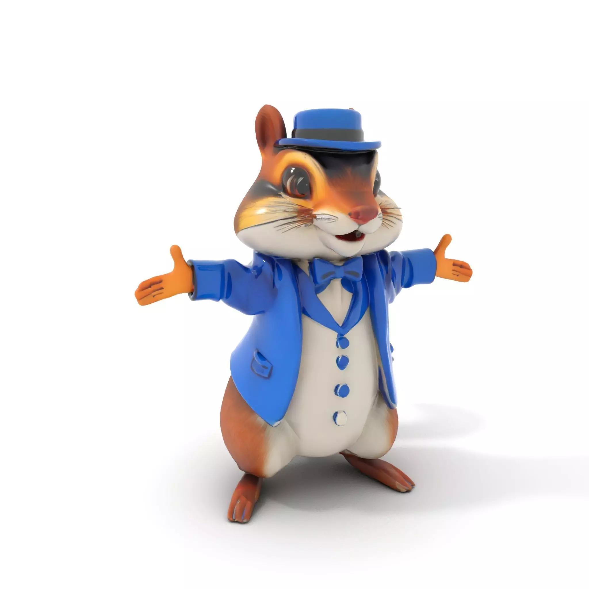 Charming Squirrel in Blue Tuxedo Rigged and Animated Characte... Low-poly 3D model_0