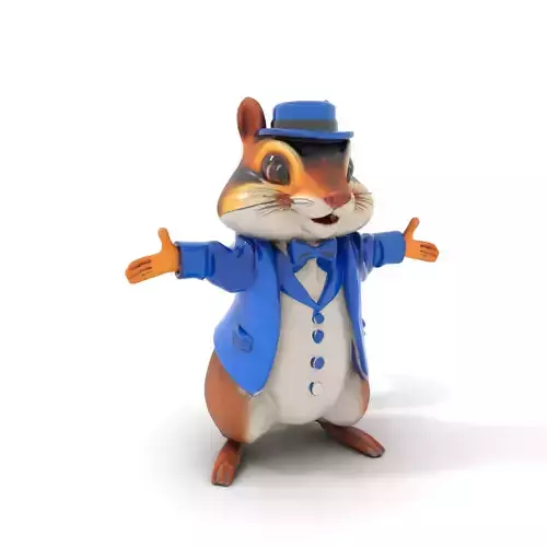 Charming Squirrel in Blue Tuxedo Rigged and Animated Characte... Low-poly 3D model