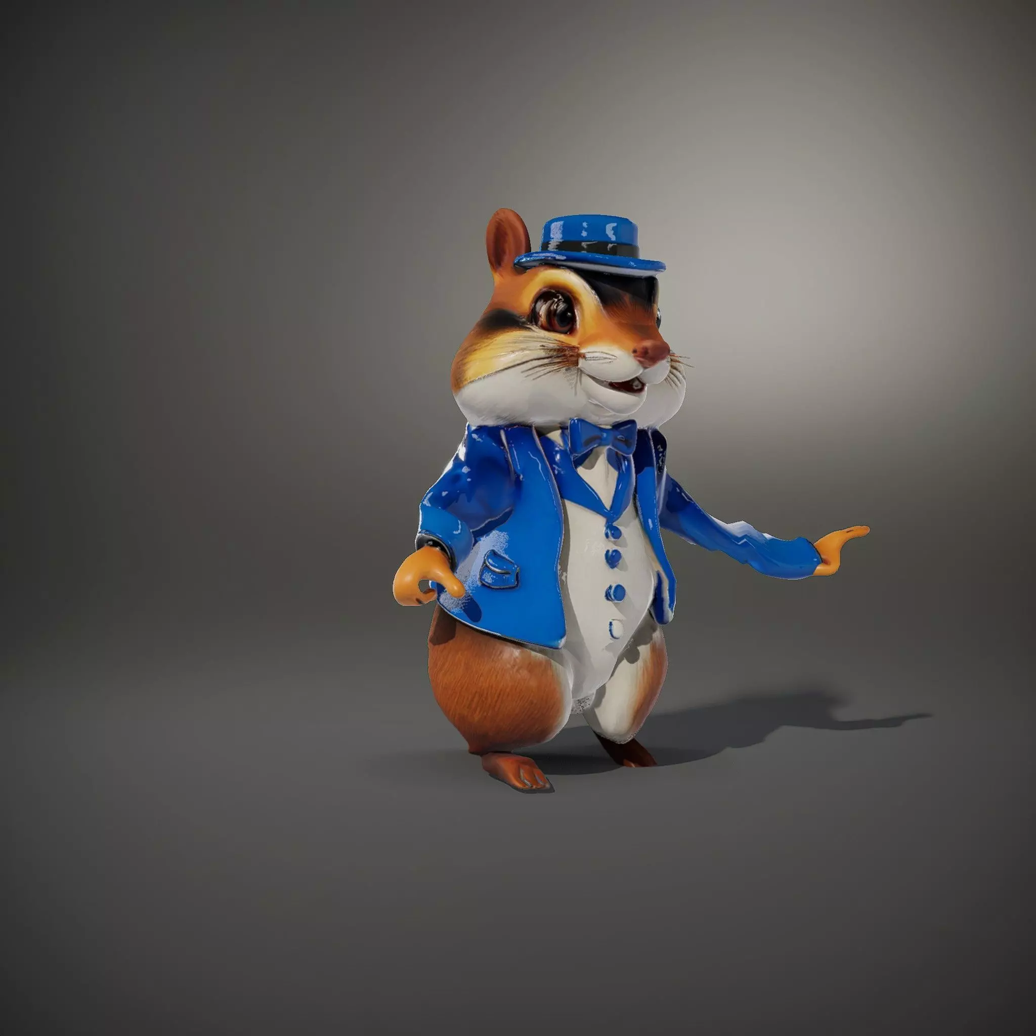 Charming Squirrel in Blue Tuxedo Rigged and Animated Characte... Low-poly 3D model_36