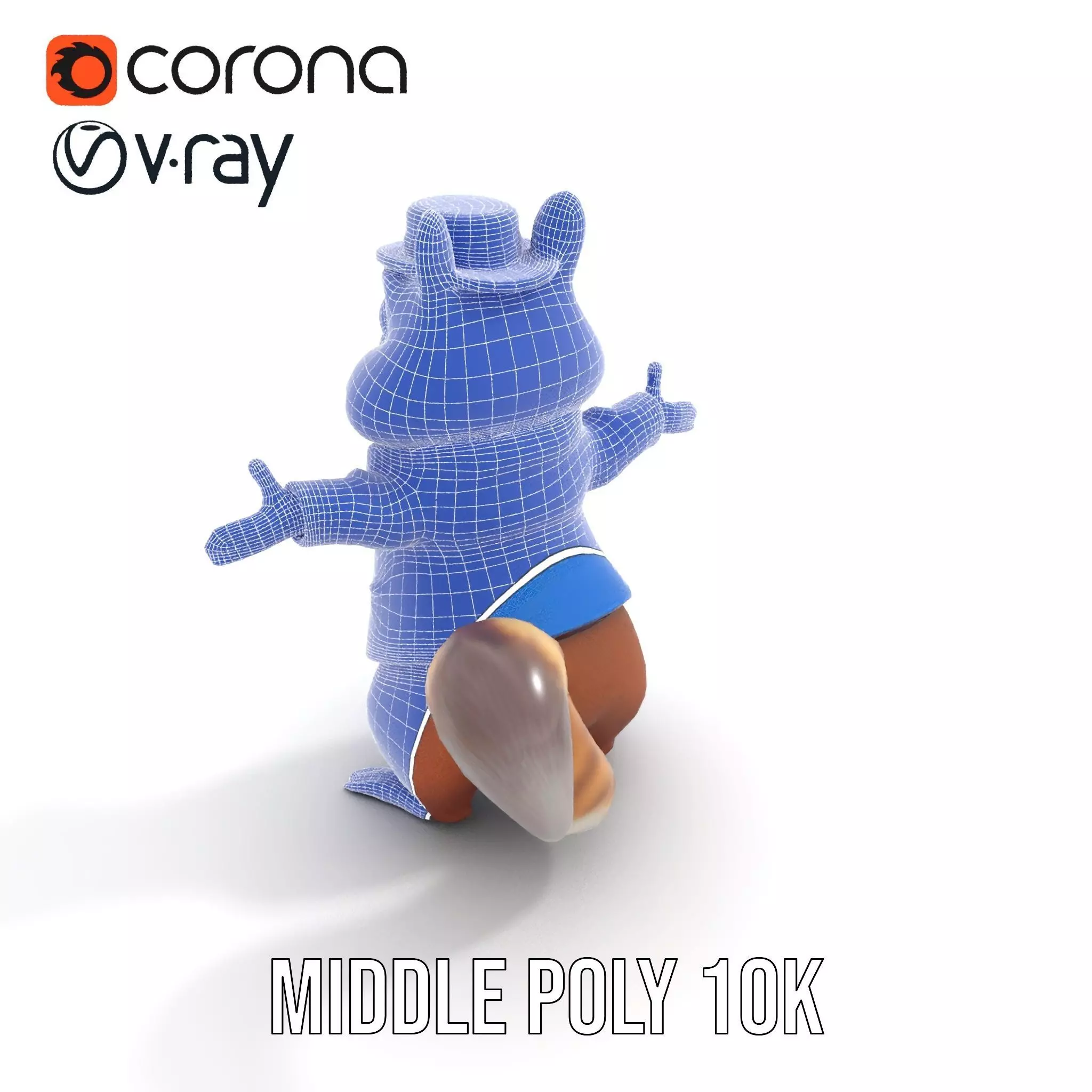 Charming Squirrel in Blue Tuxedo Rigged and Animated Characte... Low-poly 3D model_35