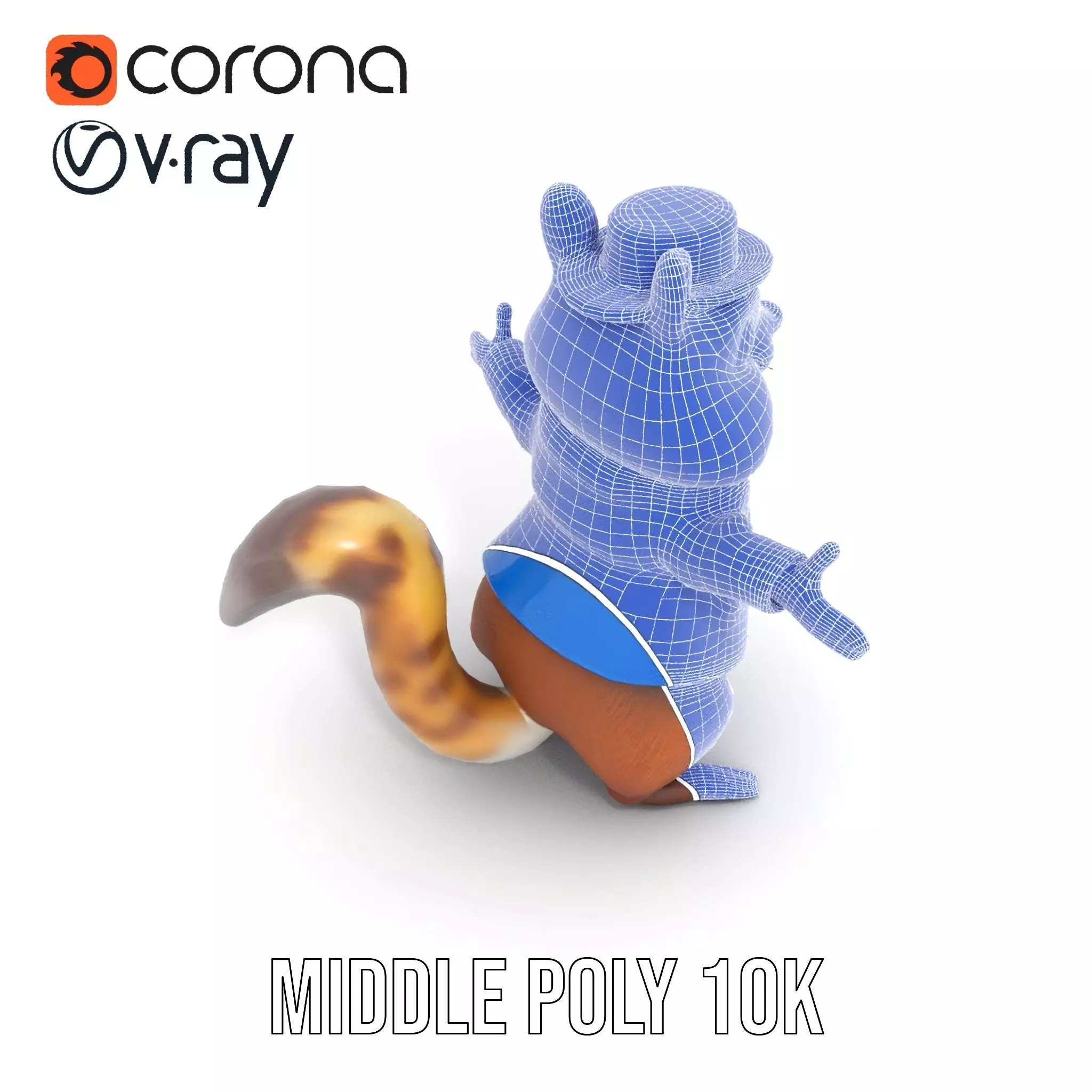 Charming Squirrel in Blue Tuxedo Rigged and Animated Characte... Low-poly 3D model_21