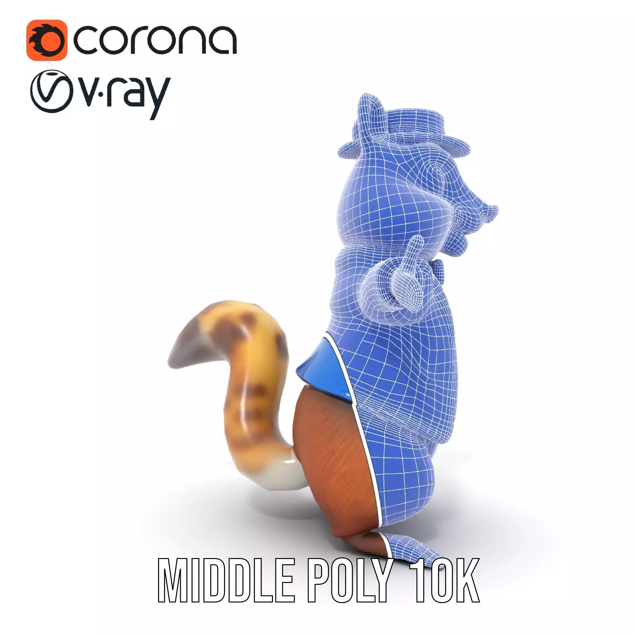 Charming Squirrel in Blue Tuxedo Rigged and Animated Characte... Low-poly 3D model_27