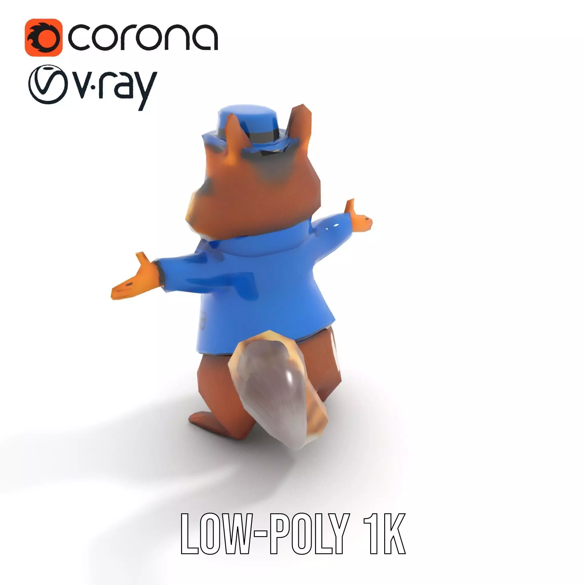 Charming Squirrel in Blue Tuxedo Rigged and Animated Characte... Low-poly 3D model_8