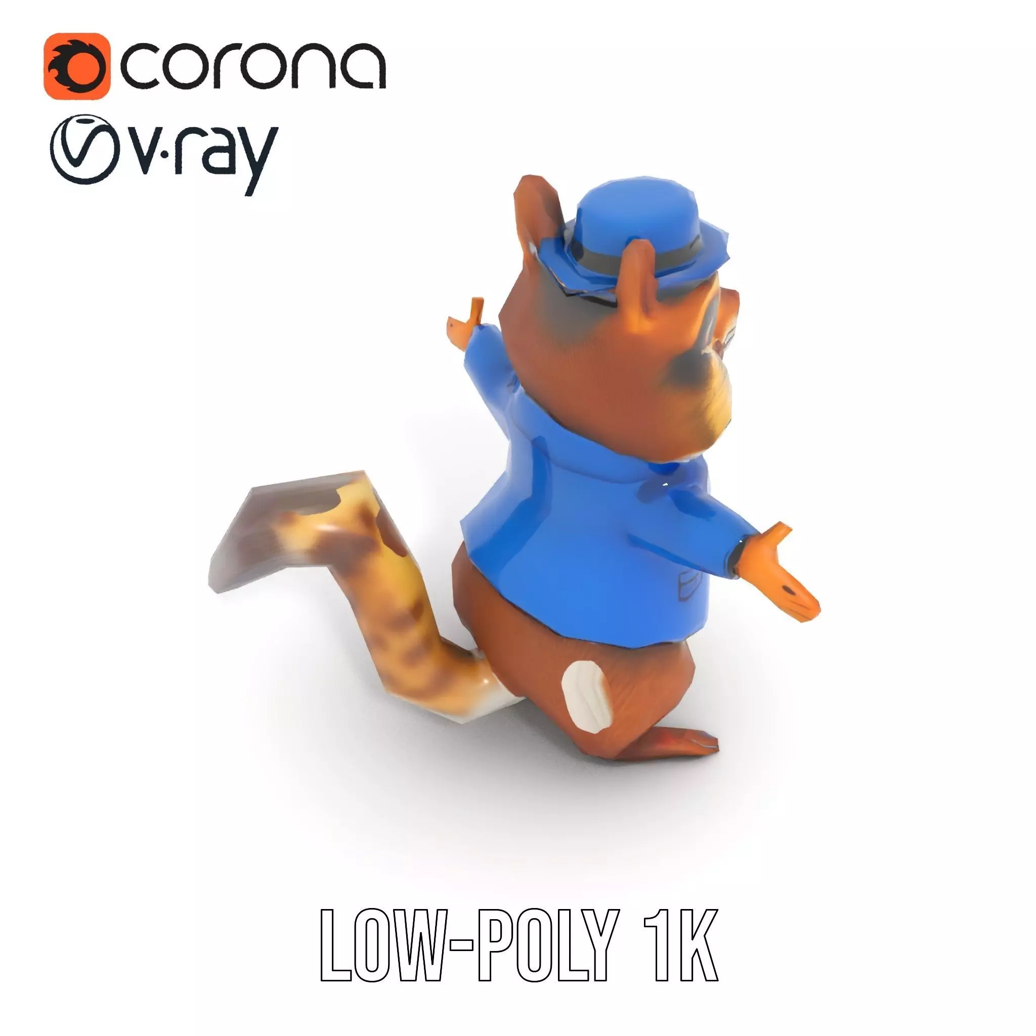 Charming Squirrel in Blue Tuxedo Rigged and Animated Characte... Low-poly 3D model_20