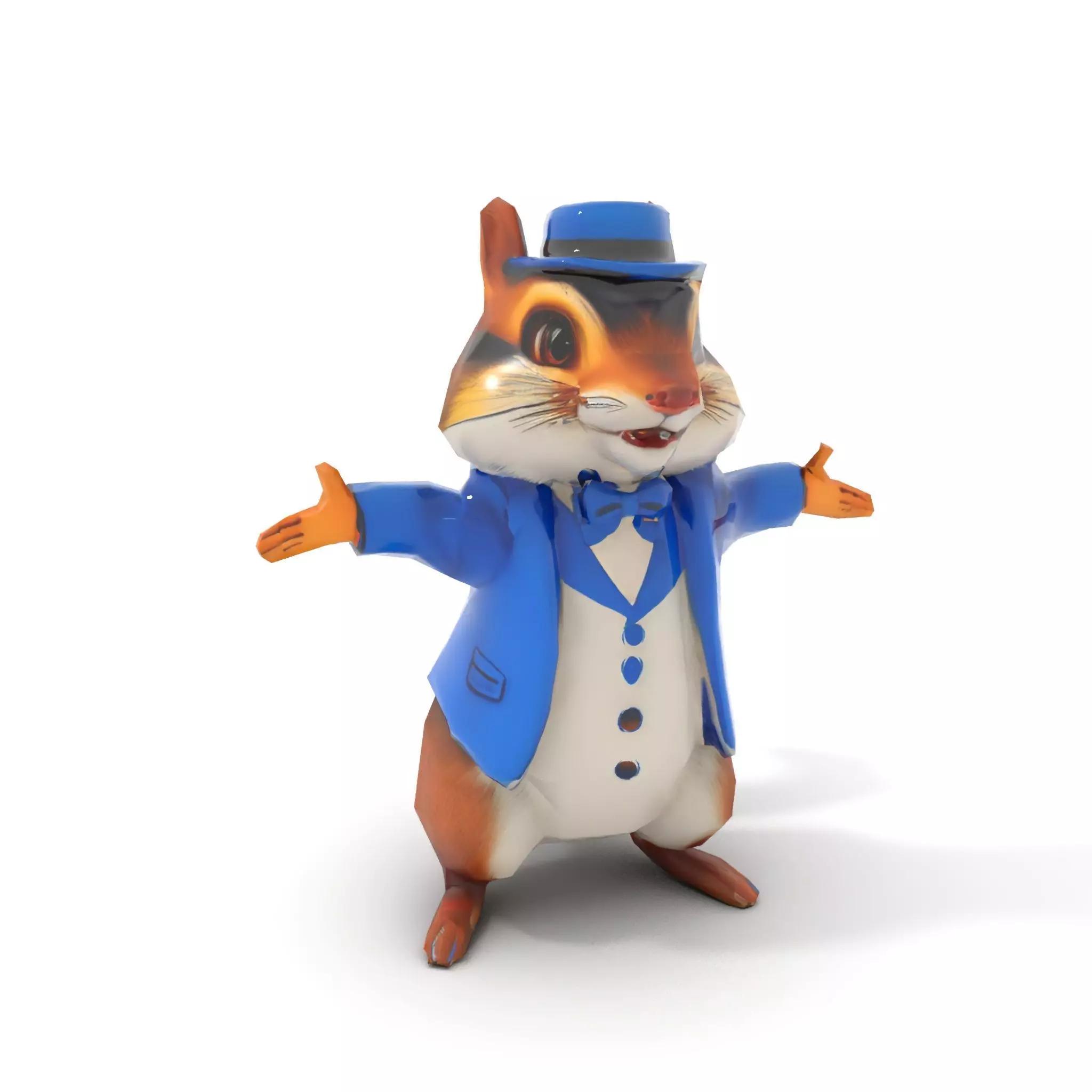 Charming Squirrel in Blue Tuxedo Rigged and Animated Characte... Low-poly 3D model_28