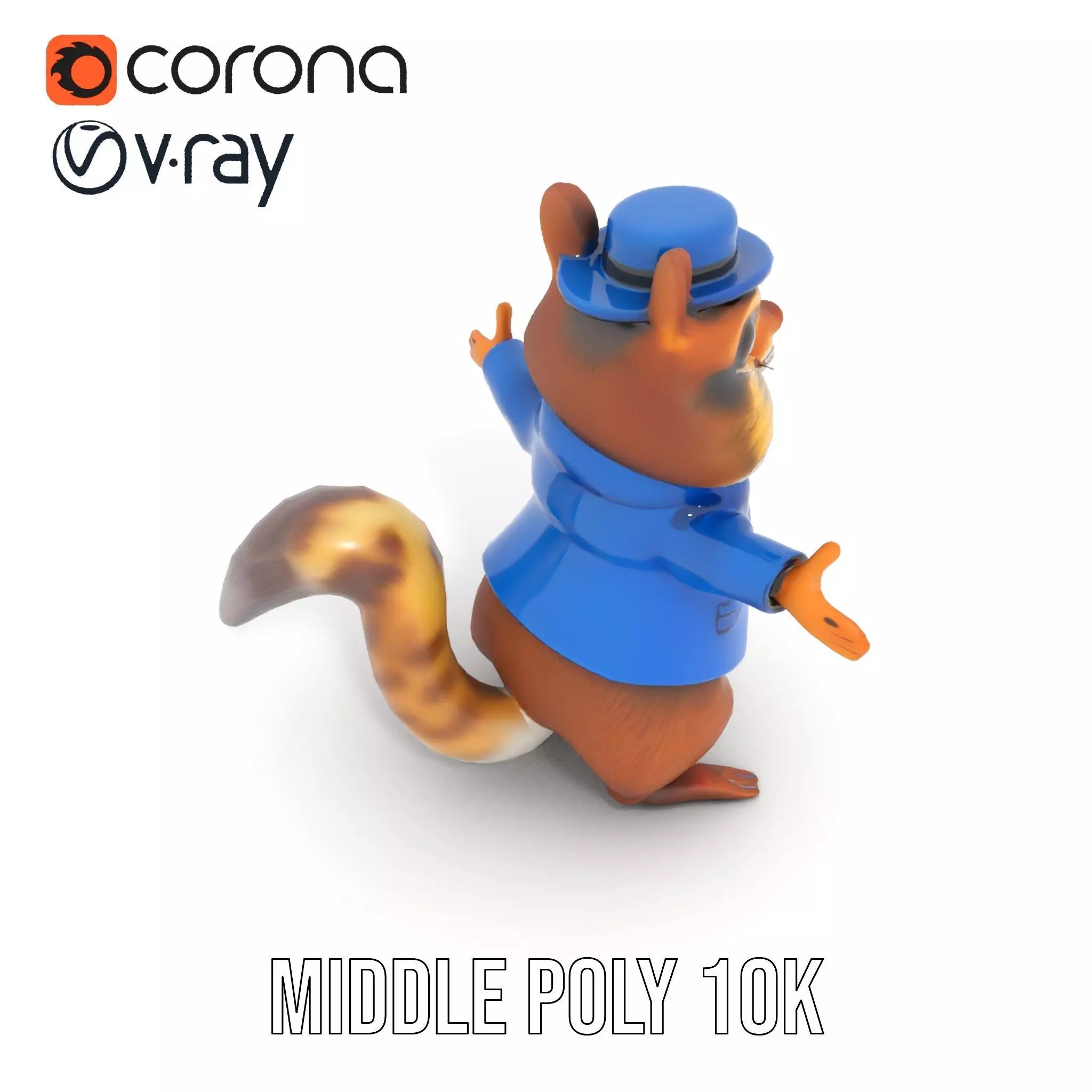 Charming Squirrel in Blue Tuxedo Rigged and Animated Characte... Low-poly 3D model_19
