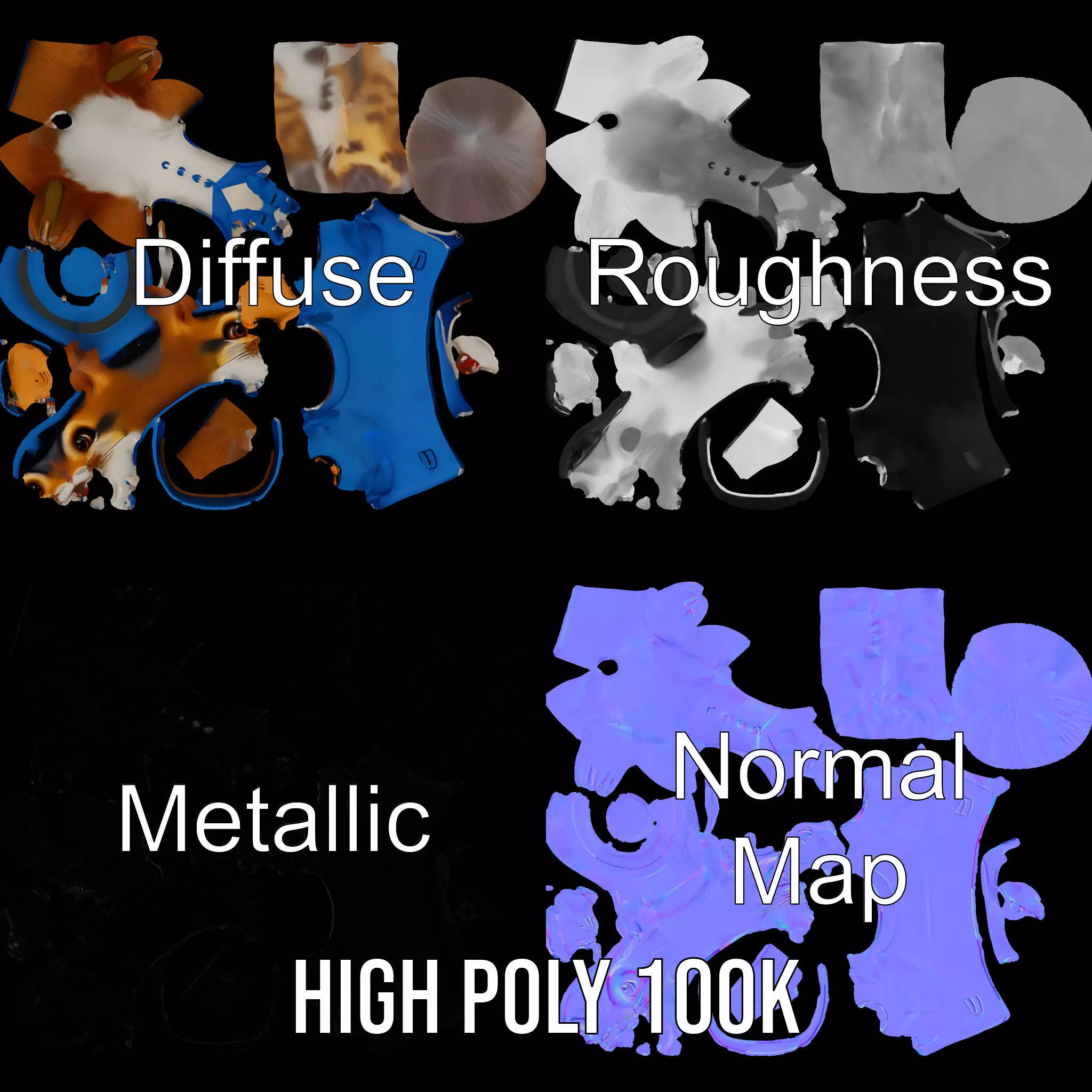 Charming Squirrel in Blue Tuxedo Rigged and Animated Characte... Low-poly 3D model_4