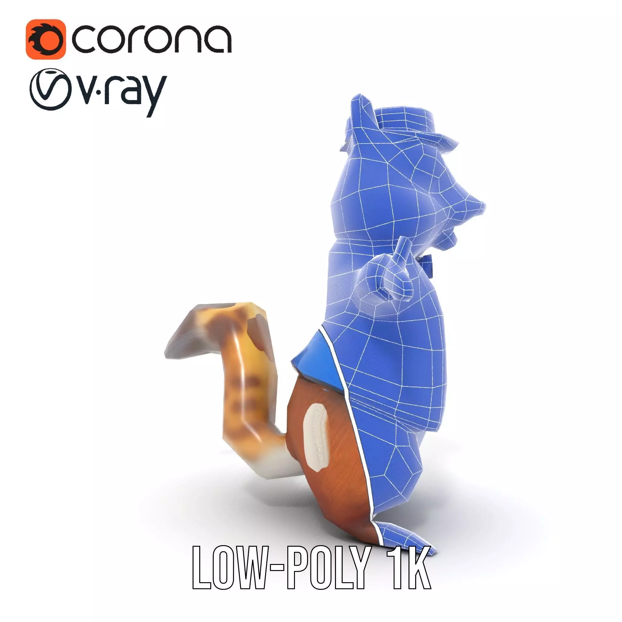 Charming Squirrel in Blue Tuxedo Rigged and Animated Characte... Low-poly 3D model_22