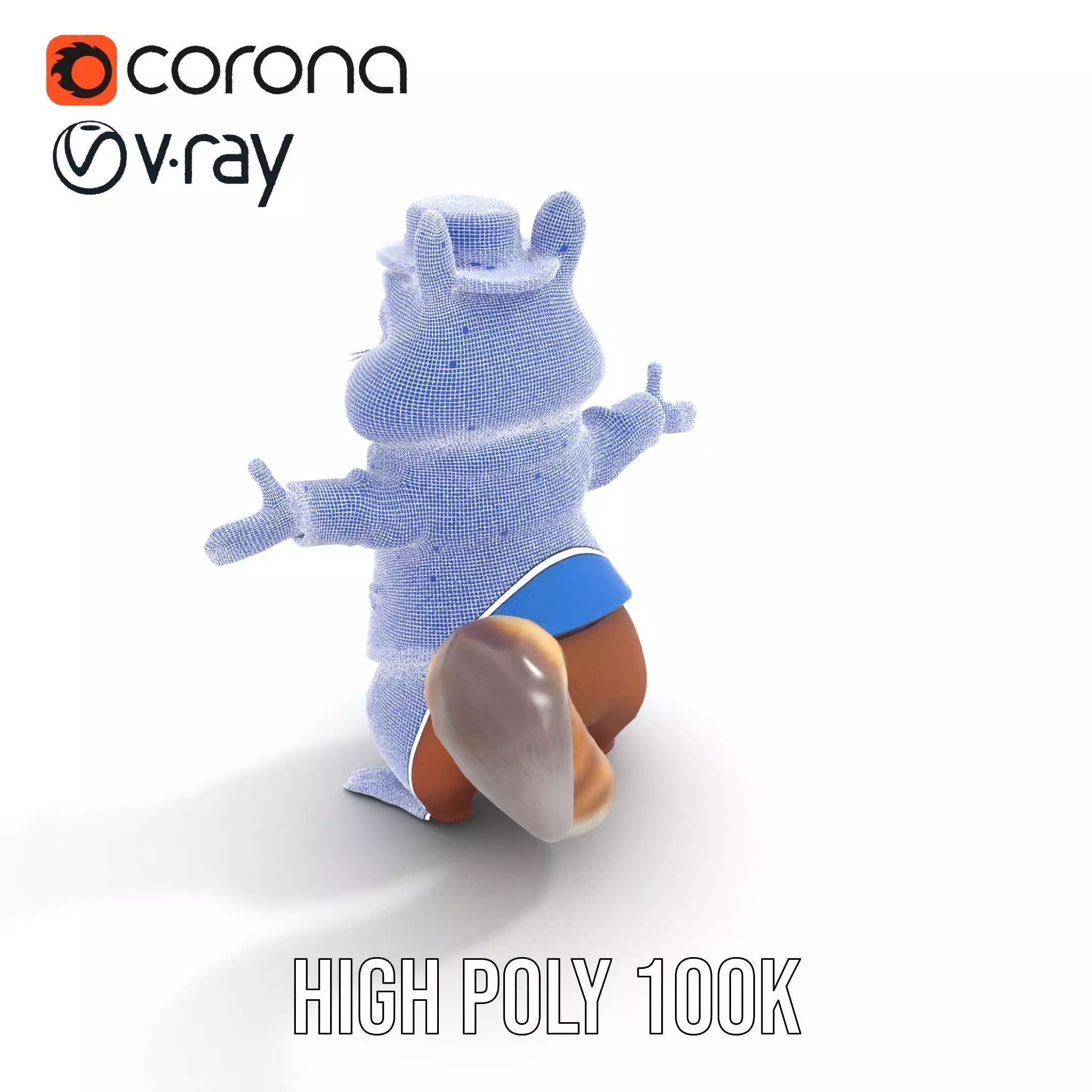 Charming Squirrel in Blue Tuxedo Rigged and Animated Characte... Low-poly 3D model_32