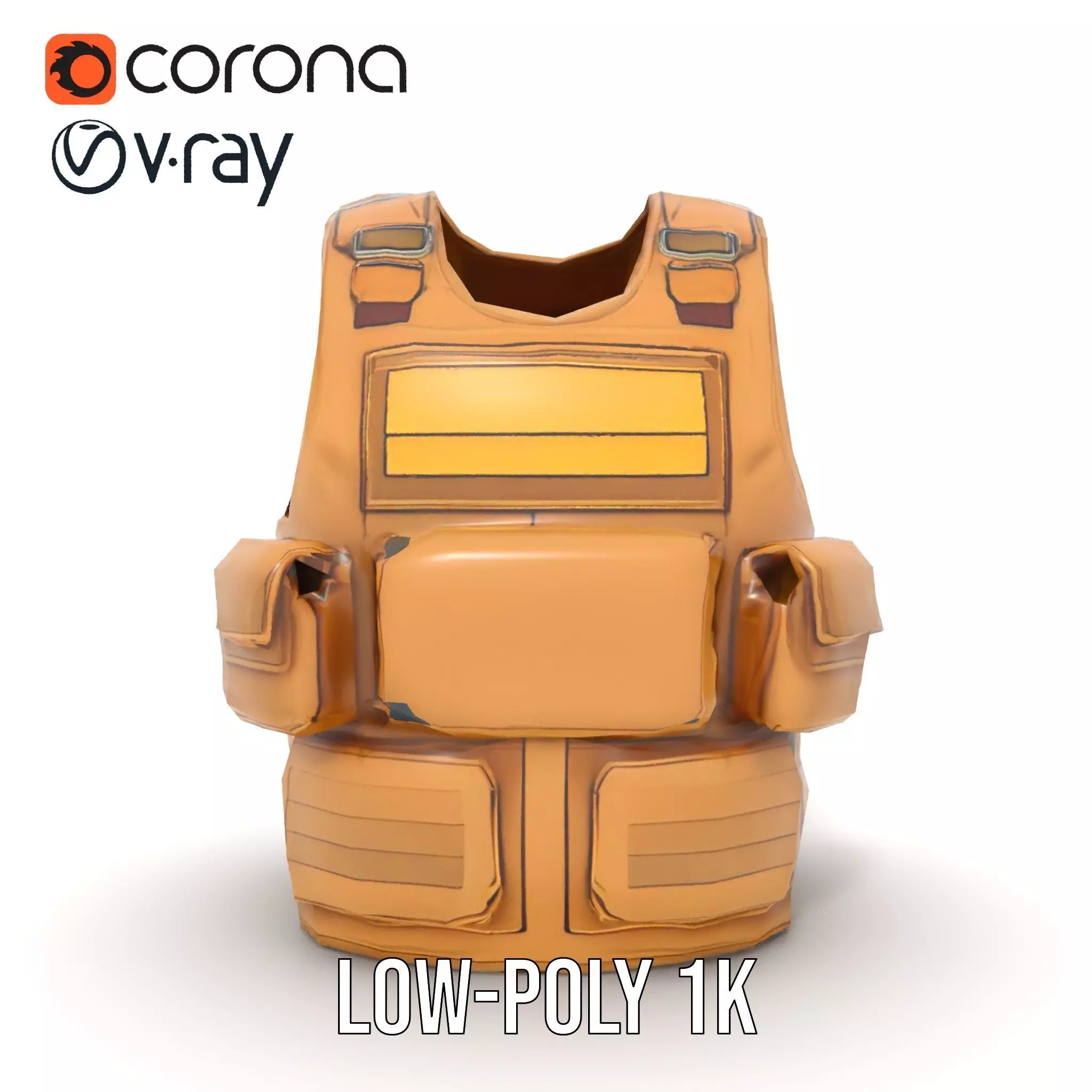 Tactical Vest Model Pack with Pouches and Adjustable Straps Low-poly 3D model_15