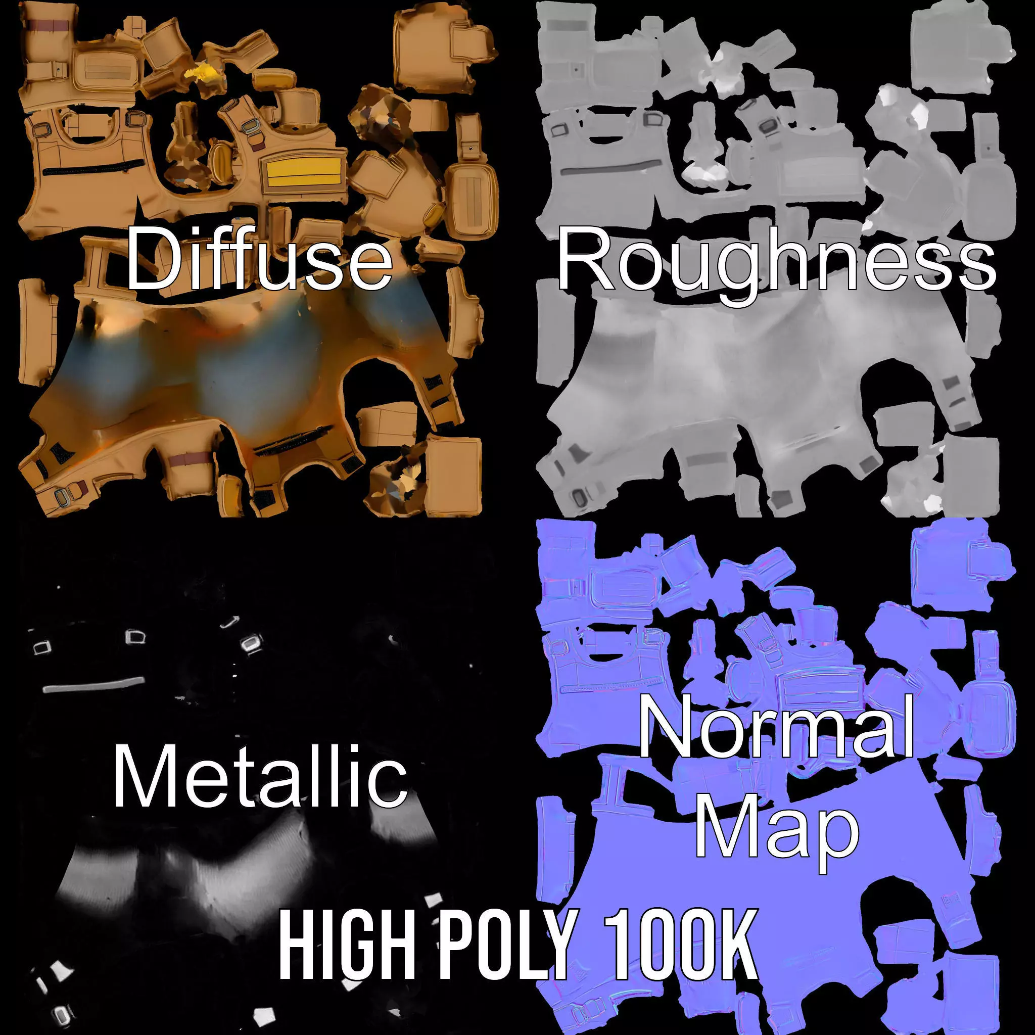 Tactical Vest Model Pack with Pouches and Adjustable Straps Low-poly 3D model_4