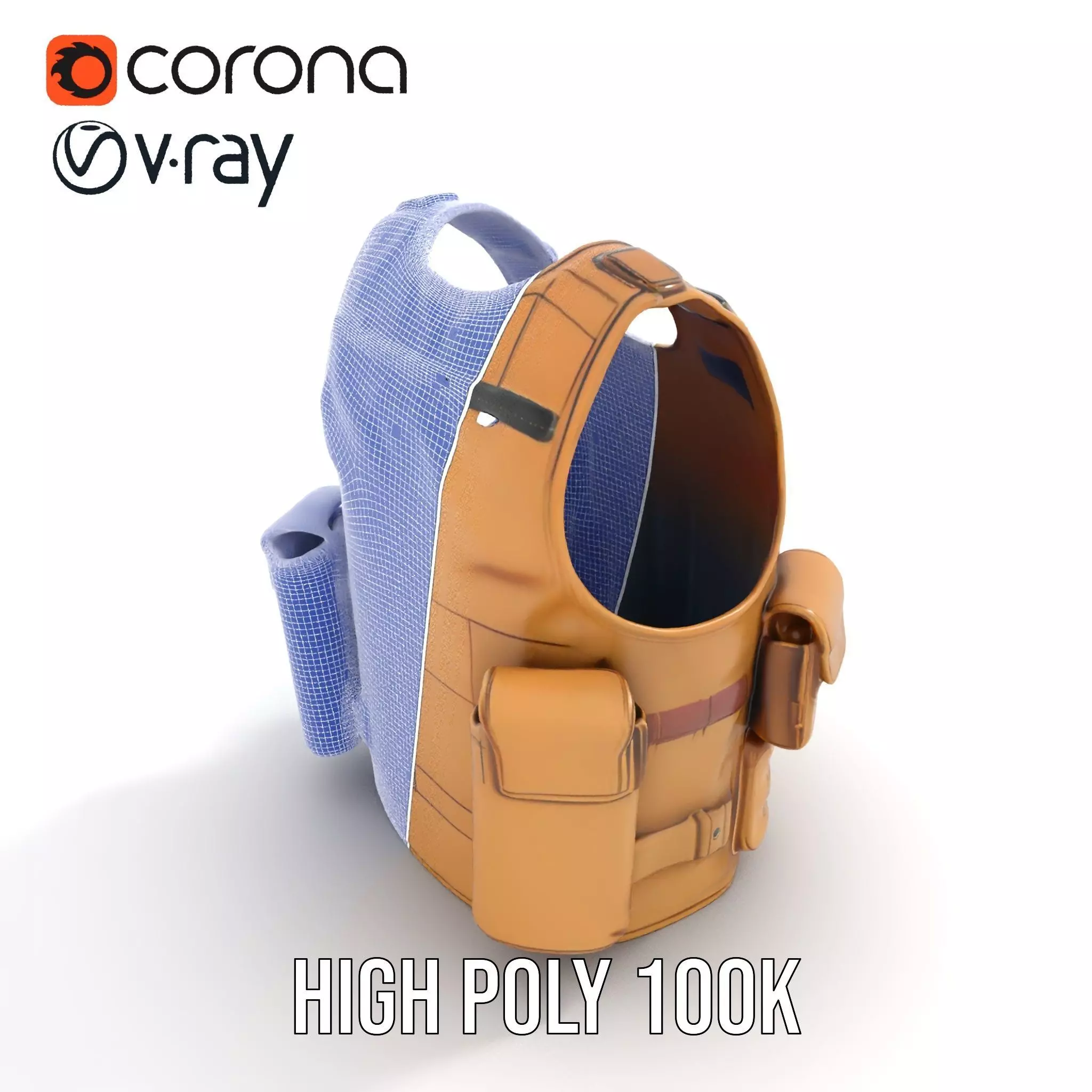 Tactical Vest Model Pack with Pouches and Adjustable Straps Low-poly 3D model_35