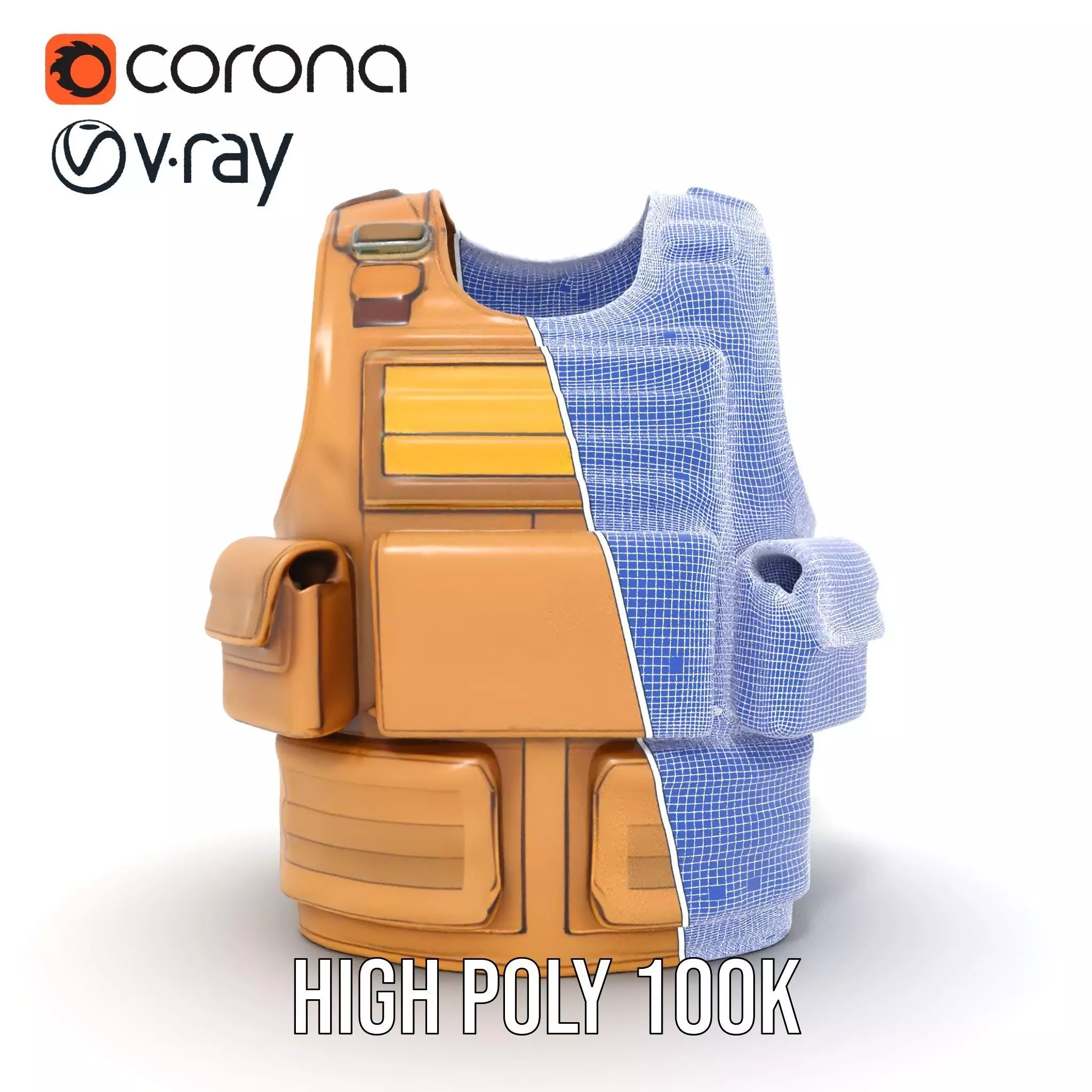 Tactical Vest Model Pack with Pouches and Adjustable Straps Low-poly 3D model_34