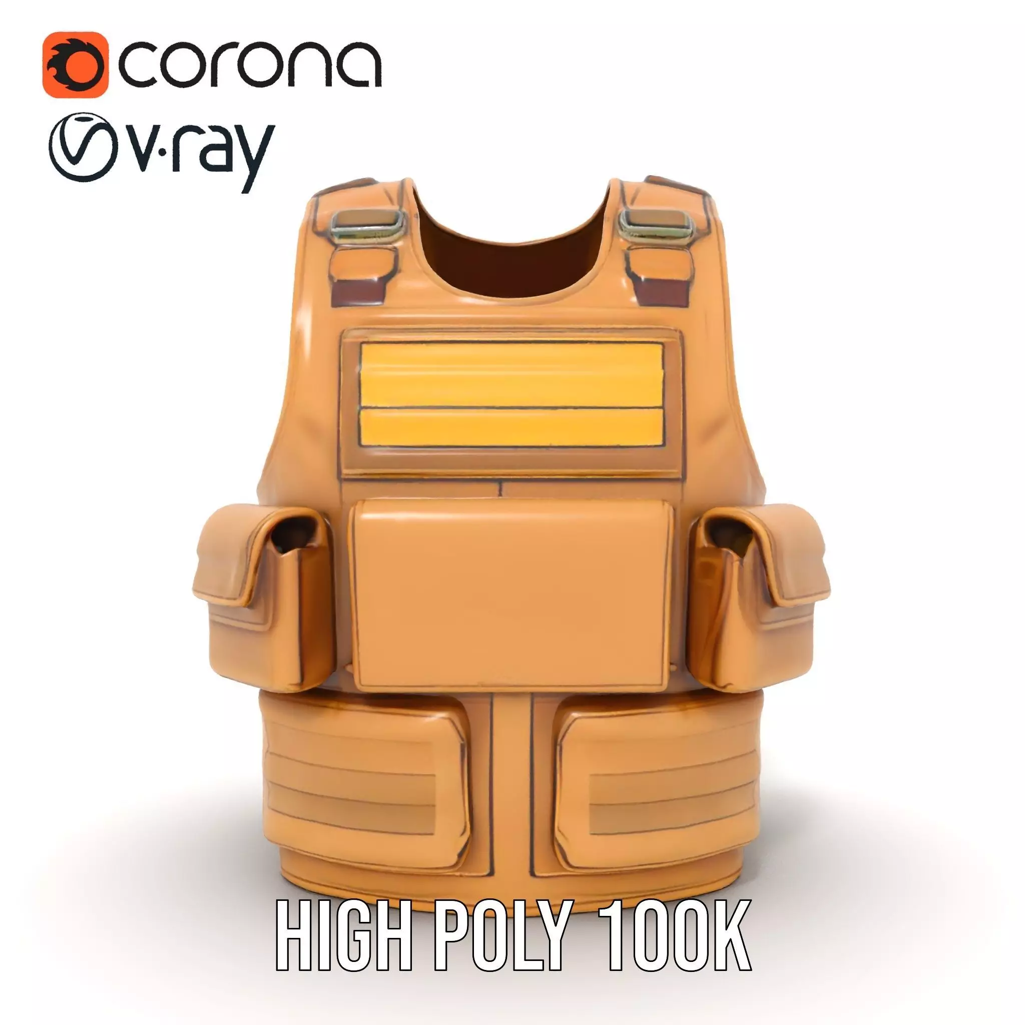 Tactical Vest Model Pack with Pouches and Adjustable Straps Low-poly 3D model_29