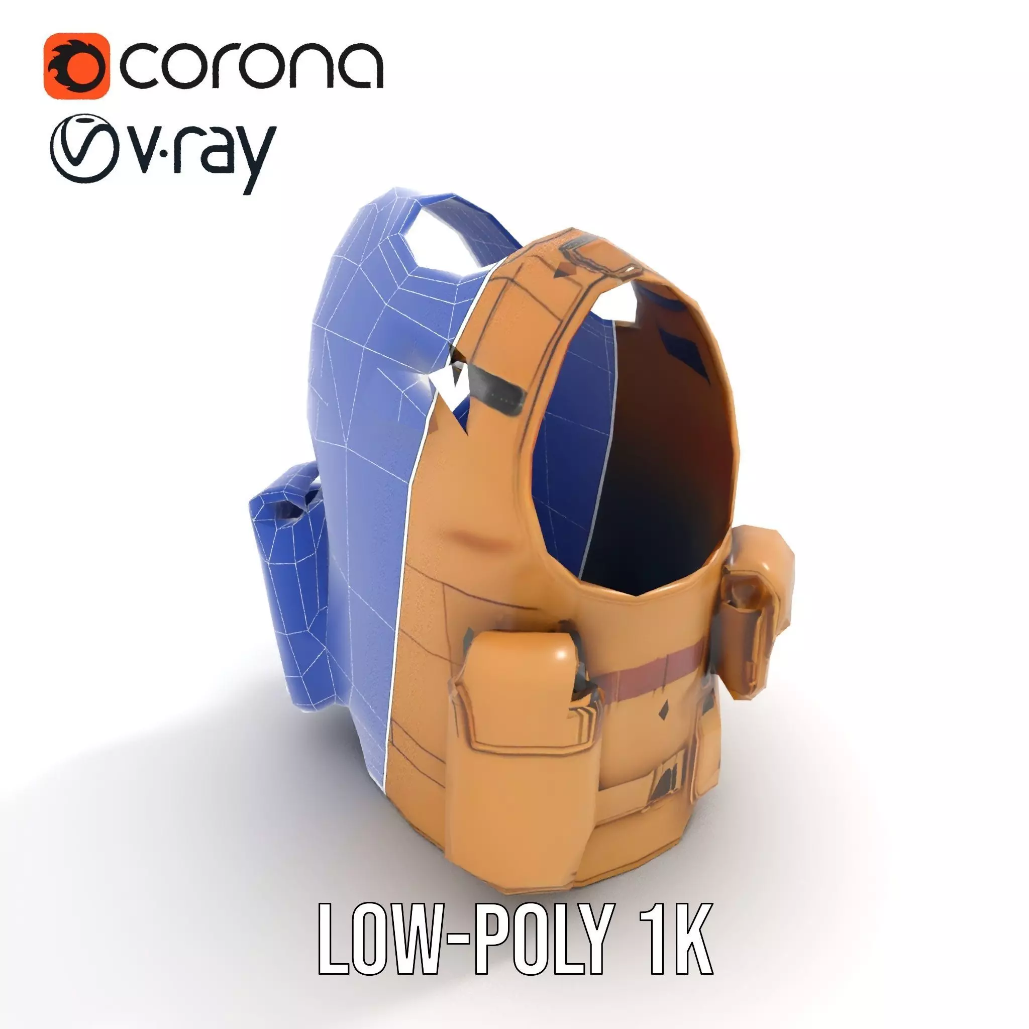 Tactical Vest Model Pack with Pouches and Adjustable Straps Low-poly 3D model_26