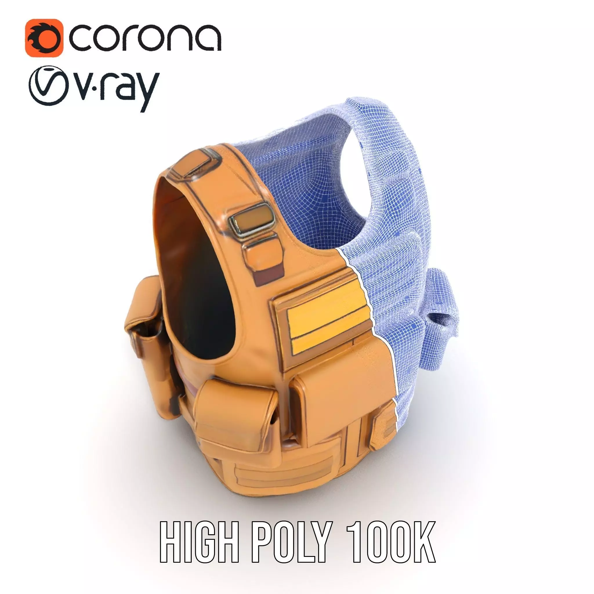 Tactical Vest Model Pack with Pouches and Adjustable Straps Low-poly 3D model_32