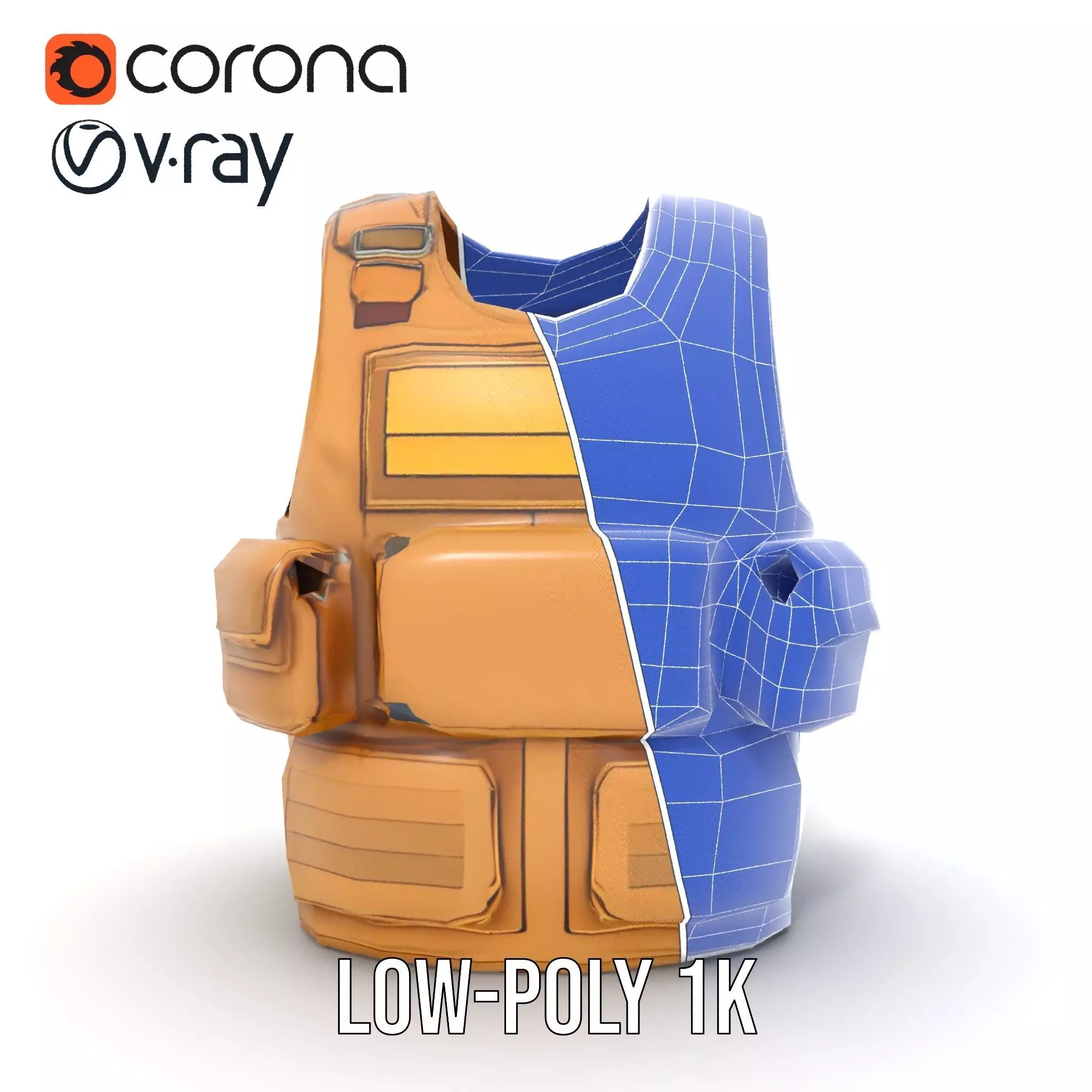 Tactical Vest Model Pack with Pouches and Adjustable Straps Low-poly 3D model_28