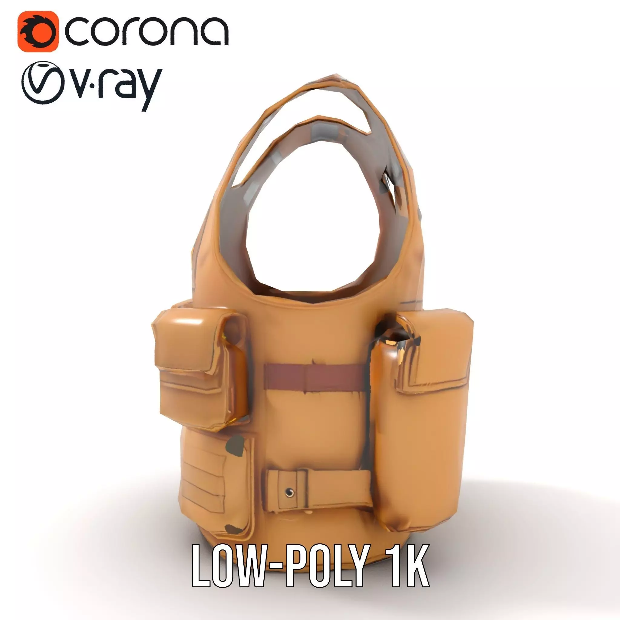 Tactical Vest Model Pack with Pouches and Adjustable Straps Low-poly 3D model_20