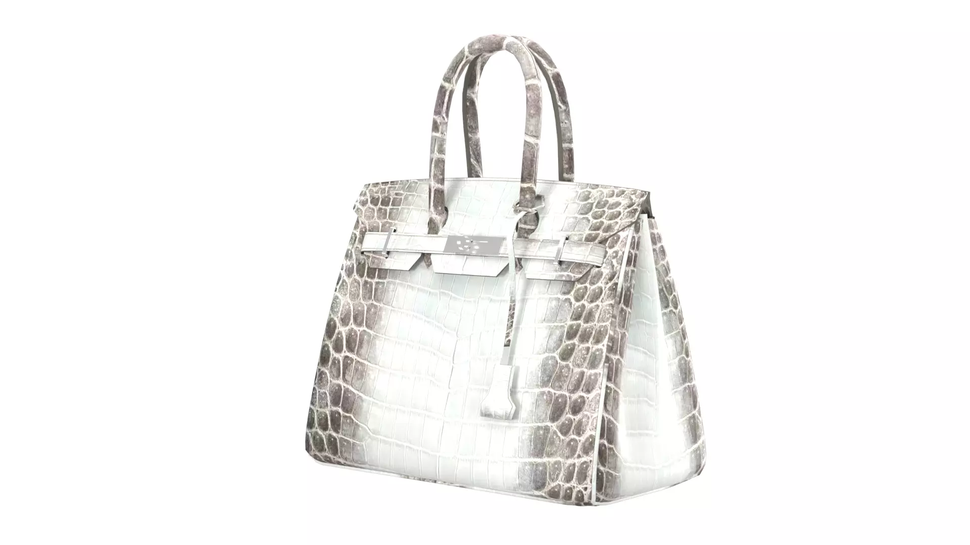 Hermes Albino Crocodile Birkin 30 Style Handbag 3D Model Low-poly 3D model_7