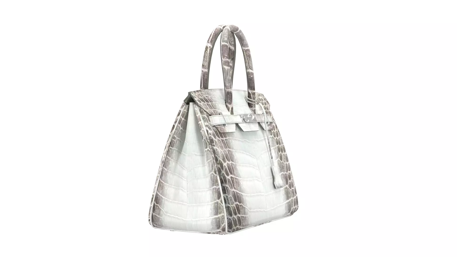 Hermes Albino Crocodile Birkin 30 Style Handbag 3D Model Low-poly 3D model_1