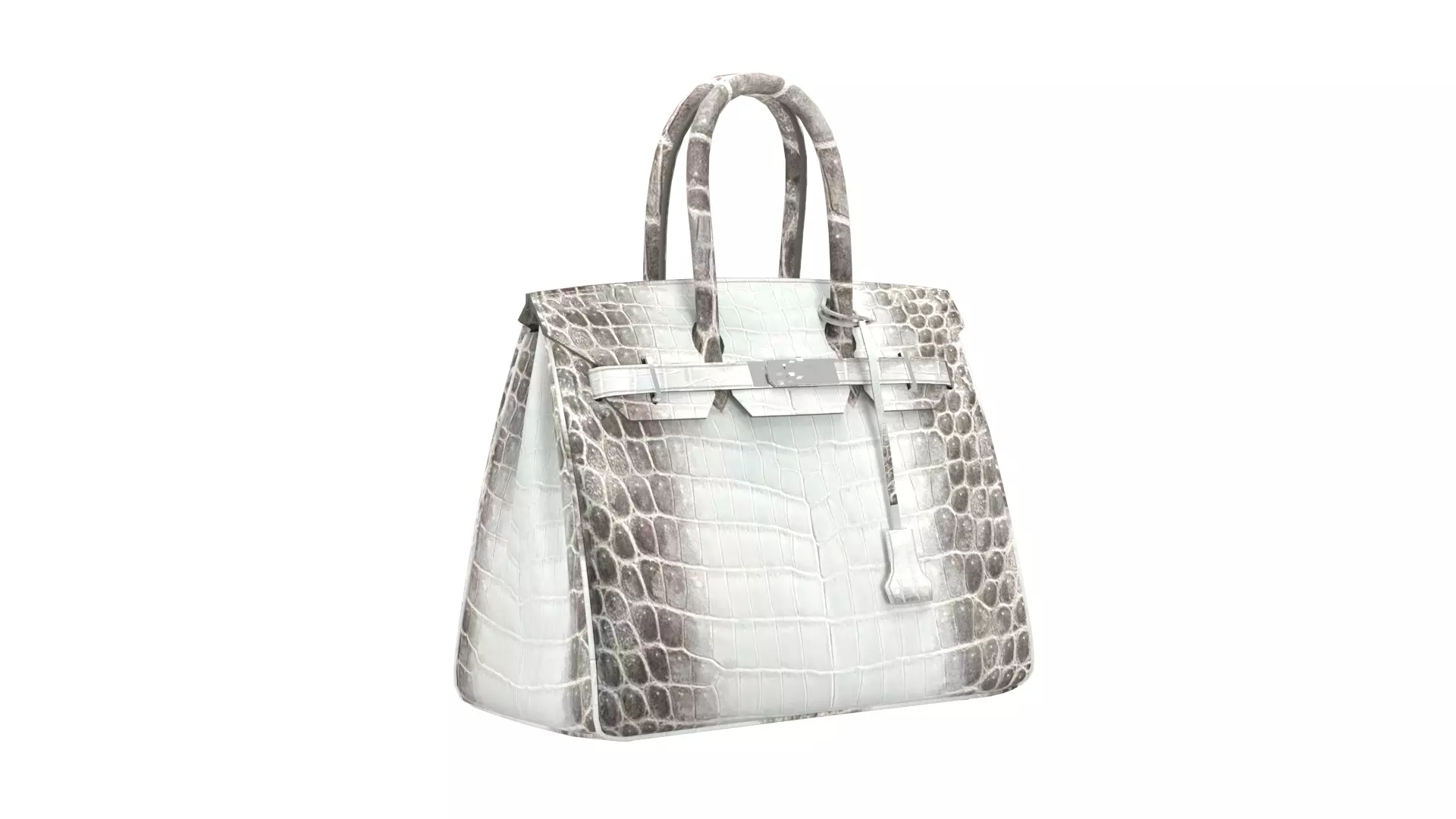 Hermes Albino Crocodile Birkin 30 Style Handbag 3D Model Low-poly 3D model_2