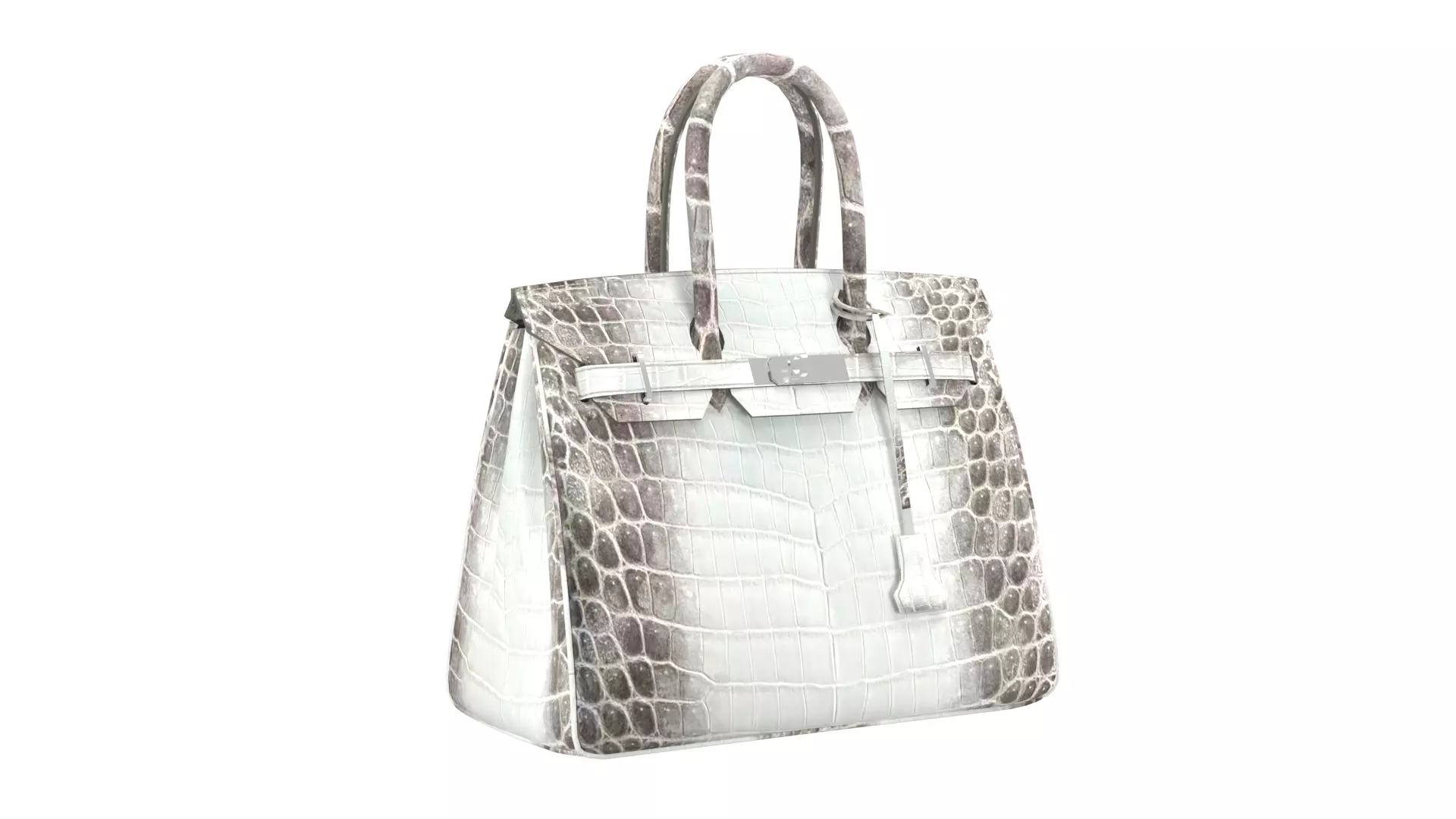 Hermes Albino Crocodile Birkin 30 Style Handbag 3D Model Low-poly 3D model_0