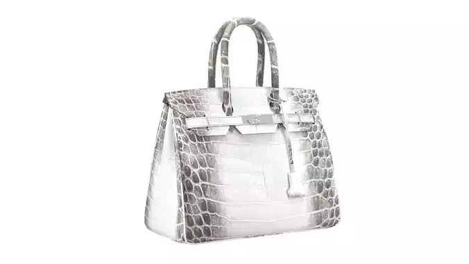 Hermes Albino Crocodile Birkin 30 Style Handbag 3D Model Low-poly 3D model Hermes Albino Crocodile Birkin 30 Style Handbag 3D Model Low-poly 3D model