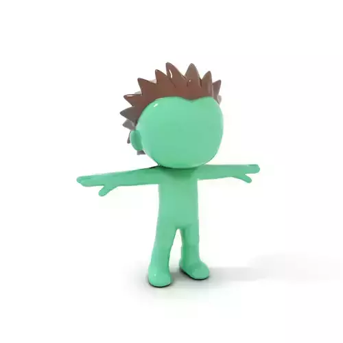 Stylized Cartoon Character Model Pack with Spiky Hair Low-poly 3D model