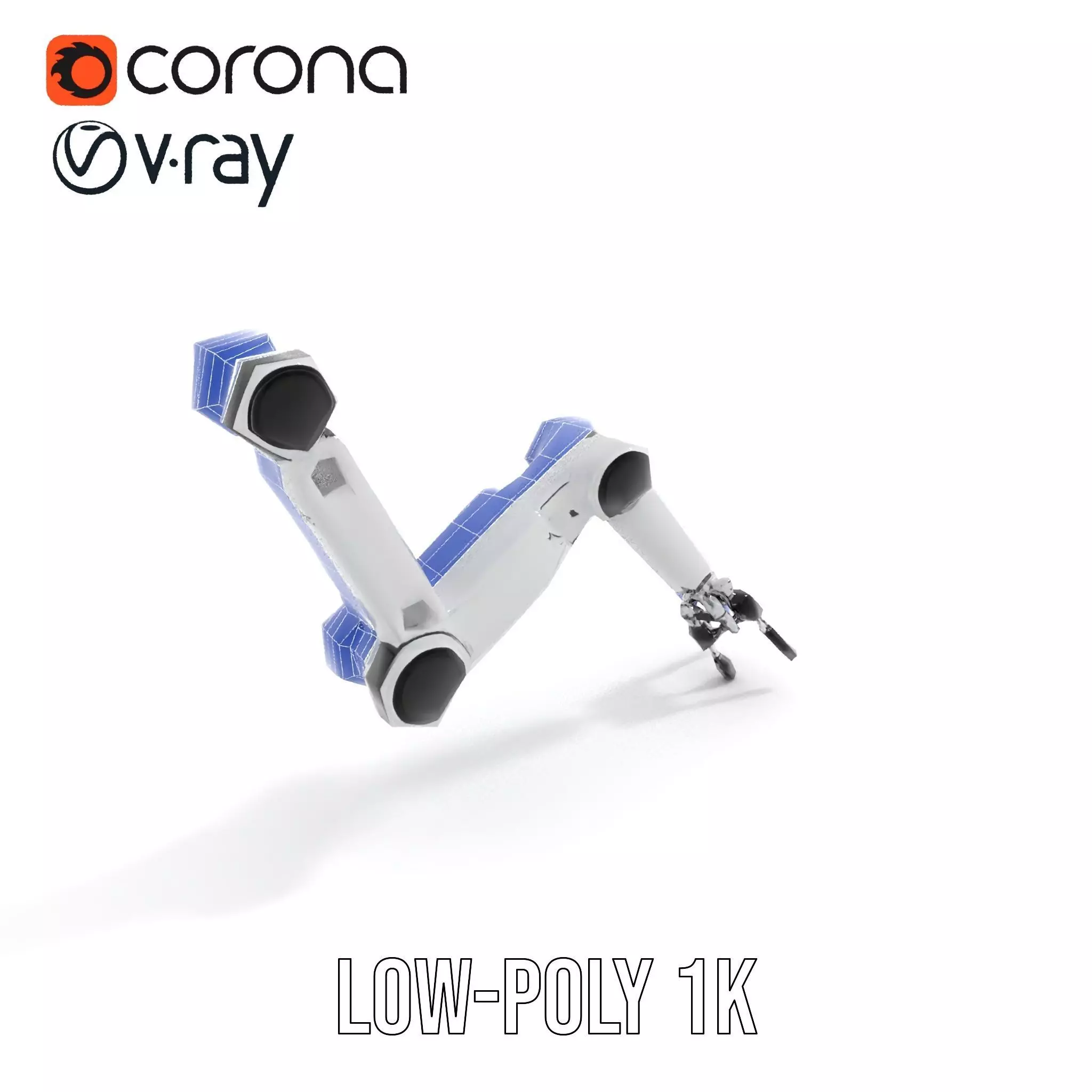 Futuristic Robotic Arm Model Pack with Articulated Joints Low-poly 3D model_10