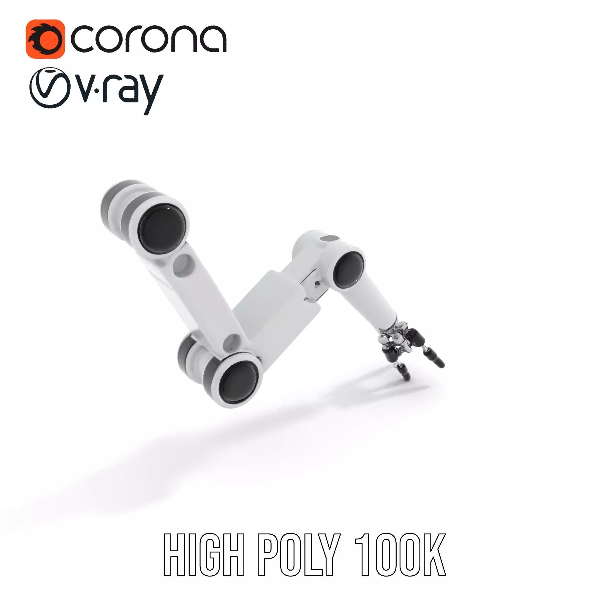 Futuristic Robotic Arm Model Pack with Articulated Joints Low-poly 3D model_16