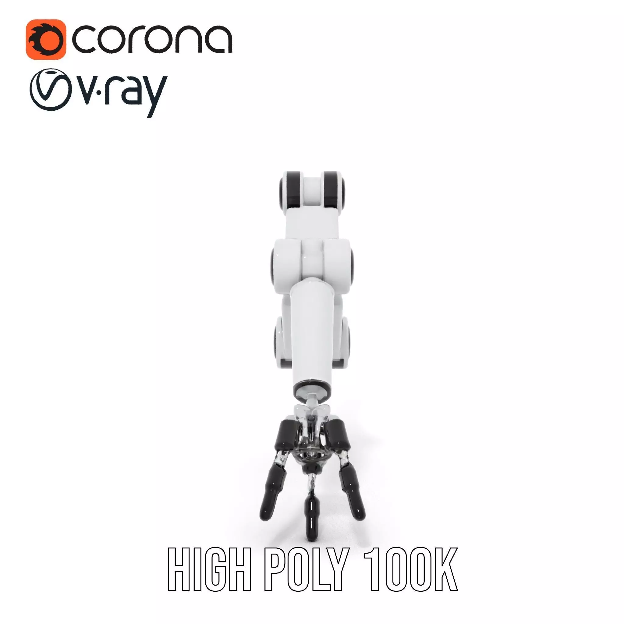 Futuristic Robotic Arm Model Pack with Articulated Joints Low-poly 3D model_24