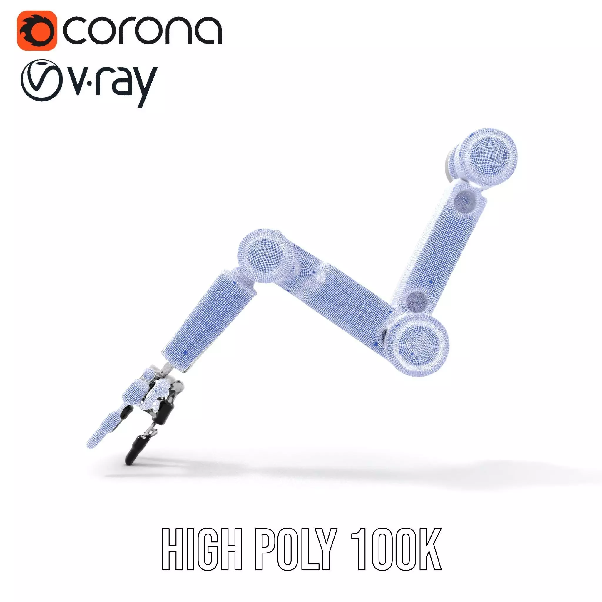 Futuristic Robotic Arm Model Pack with Articulated Joints Low-poly 3D model_34