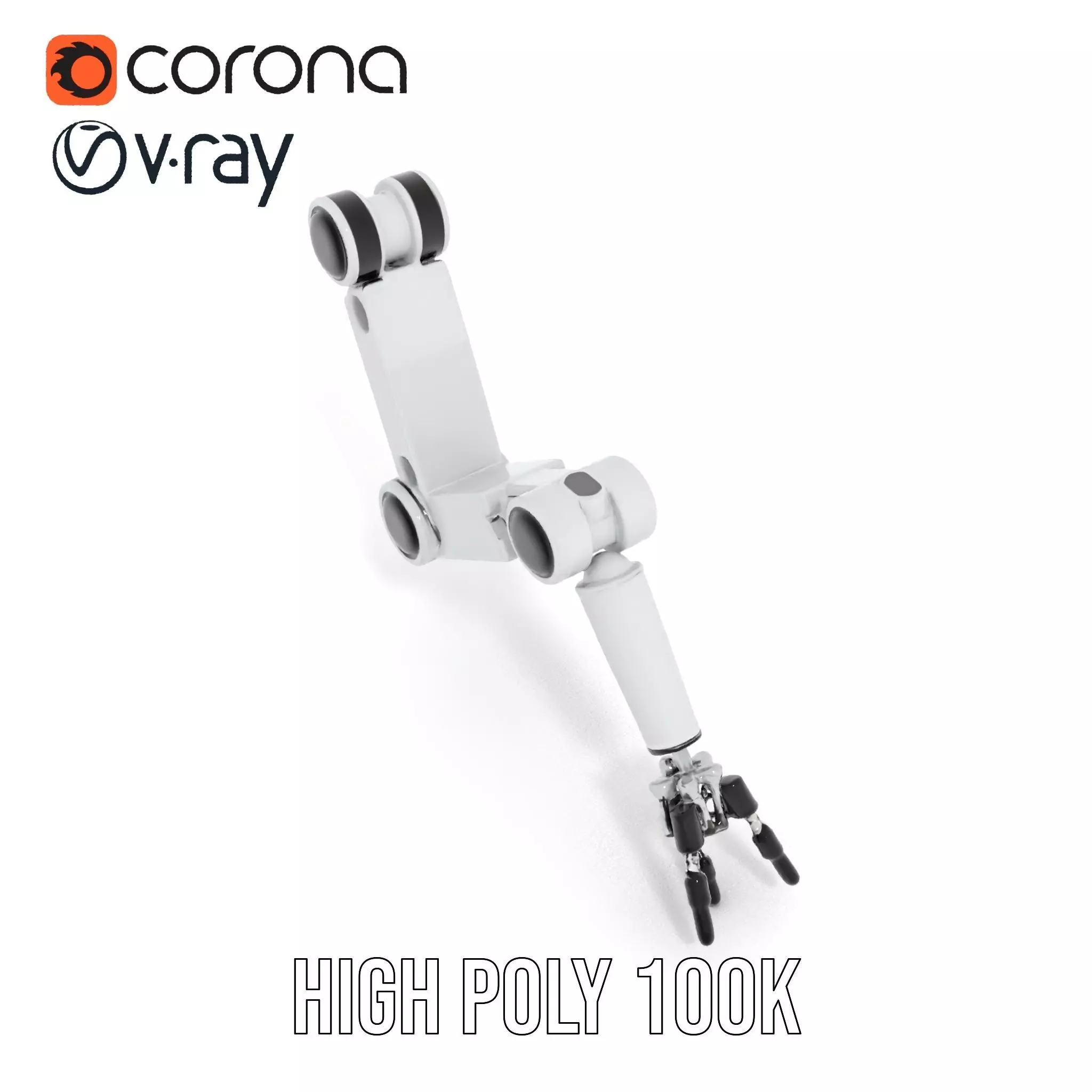 Futuristic Robotic Arm Model Pack with Articulated Joints Low-poly 3D model_19