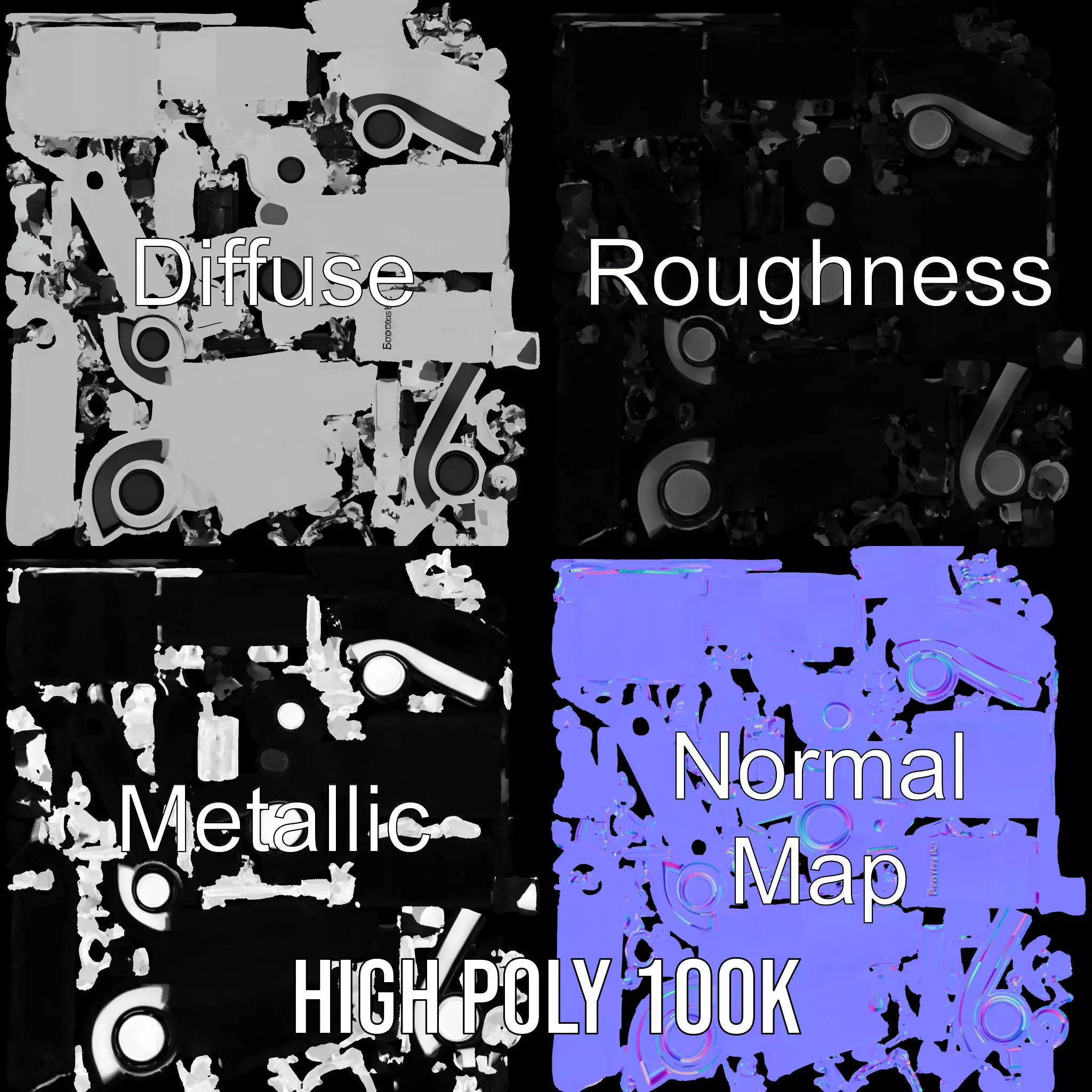 Futuristic Robotic Arm Model Pack with Articulated Joints Low-poly 3D model_4