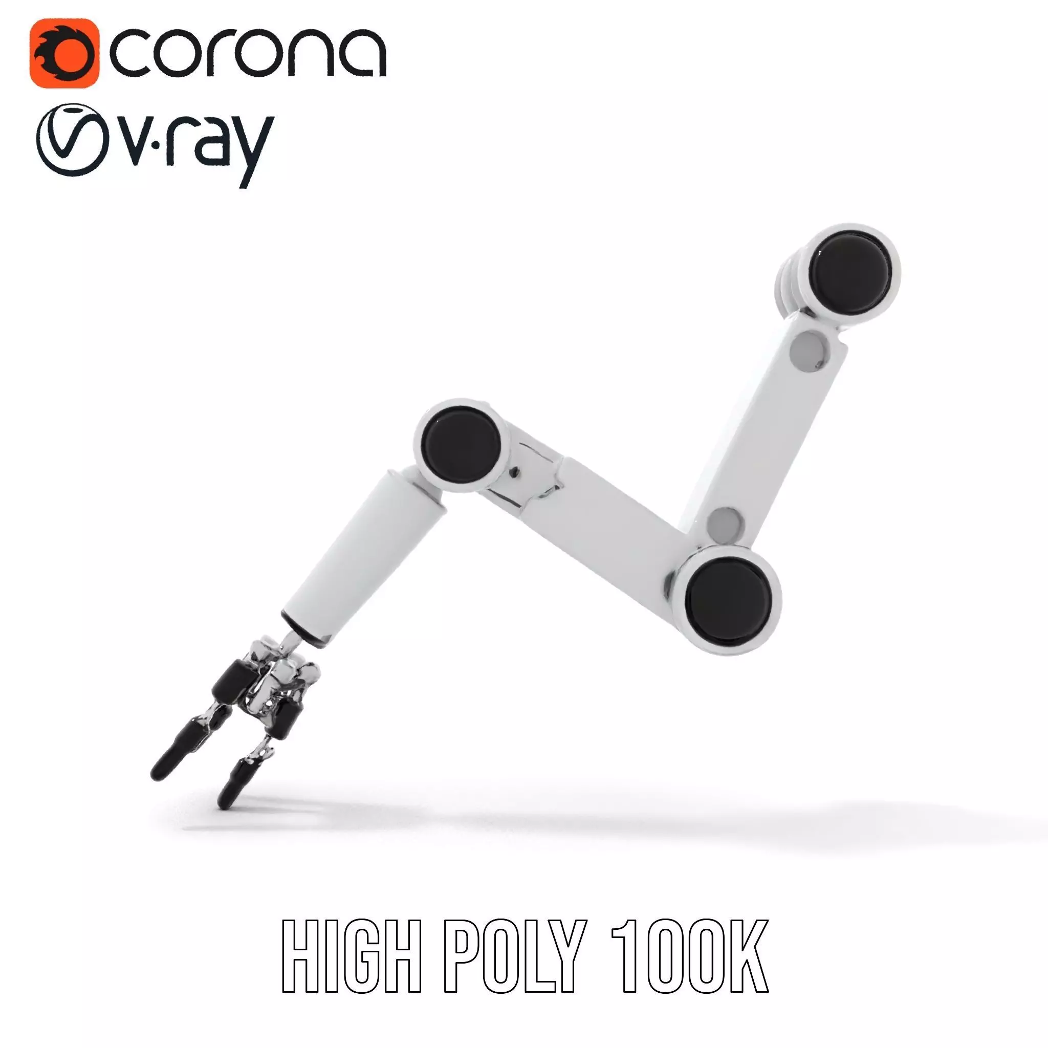 Futuristic Robotic Arm Model Pack with Articulated Joints Low-poly 3D model_27