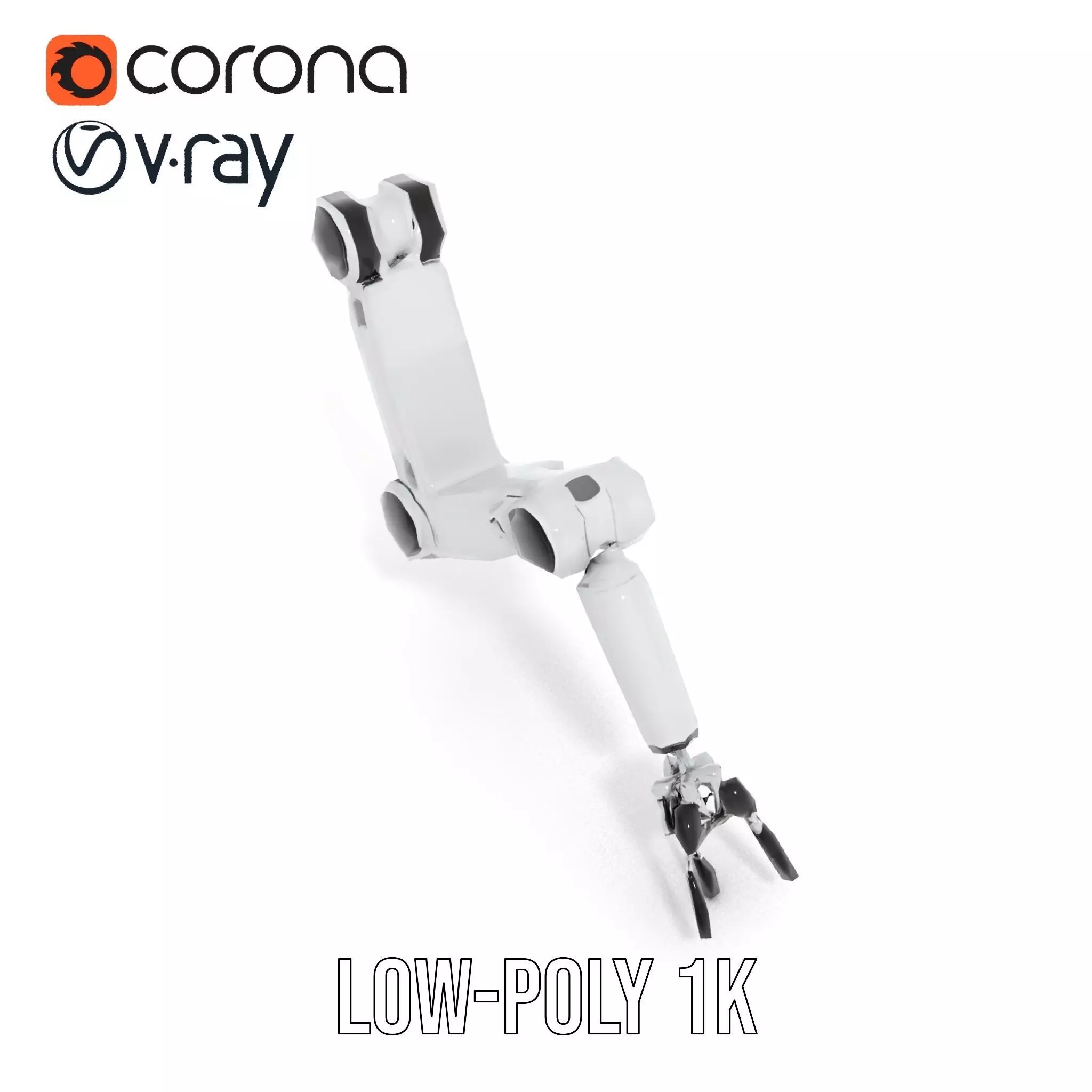 Futuristic Robotic Arm Model Pack with Articulated Joints Low-poly 3D model_13