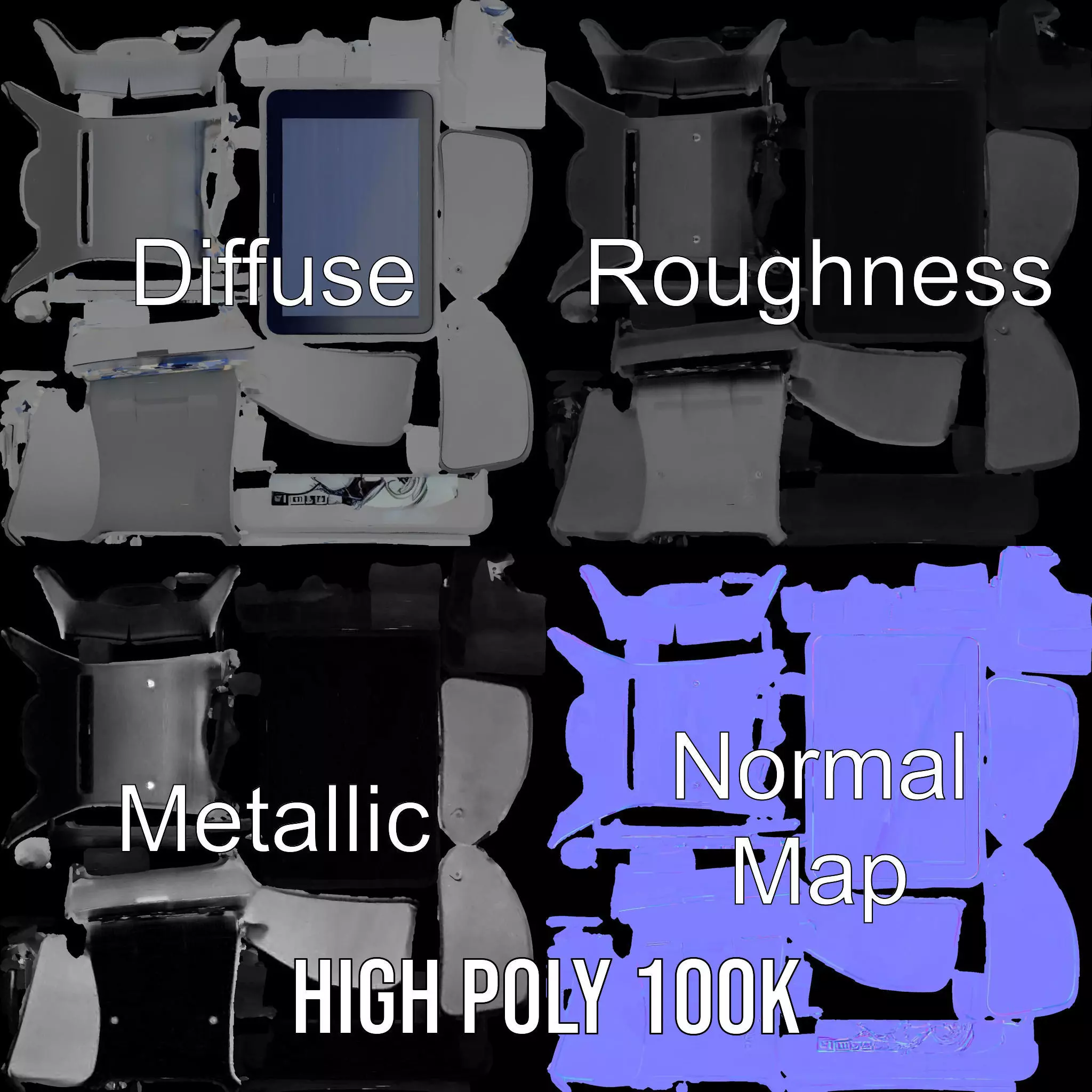 Tablet Stand Display Model Pack Low-poly 3D model_4