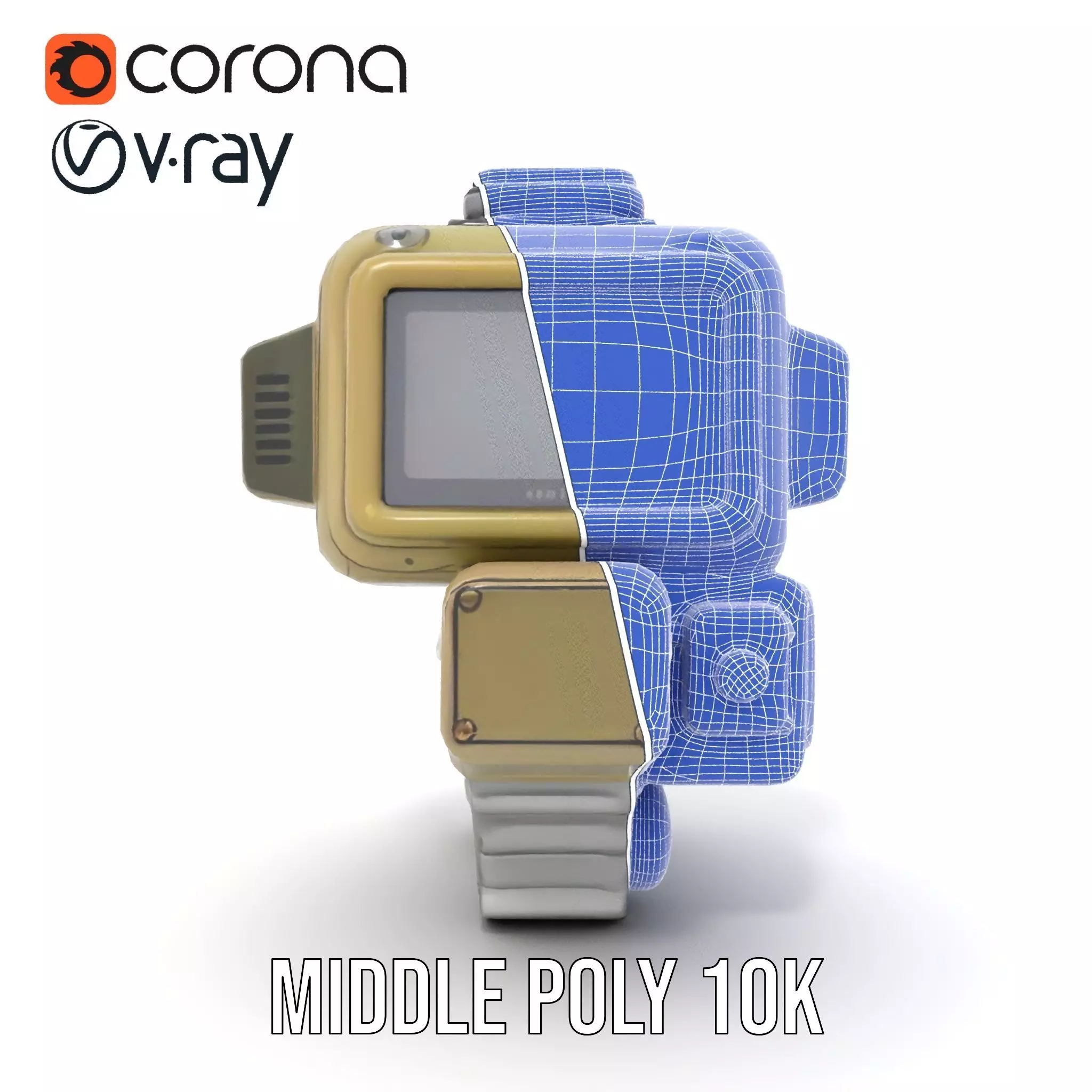 Retro Futuristic Wrist Gadget model pack with Interactive Screen Low-poly 3D model_24