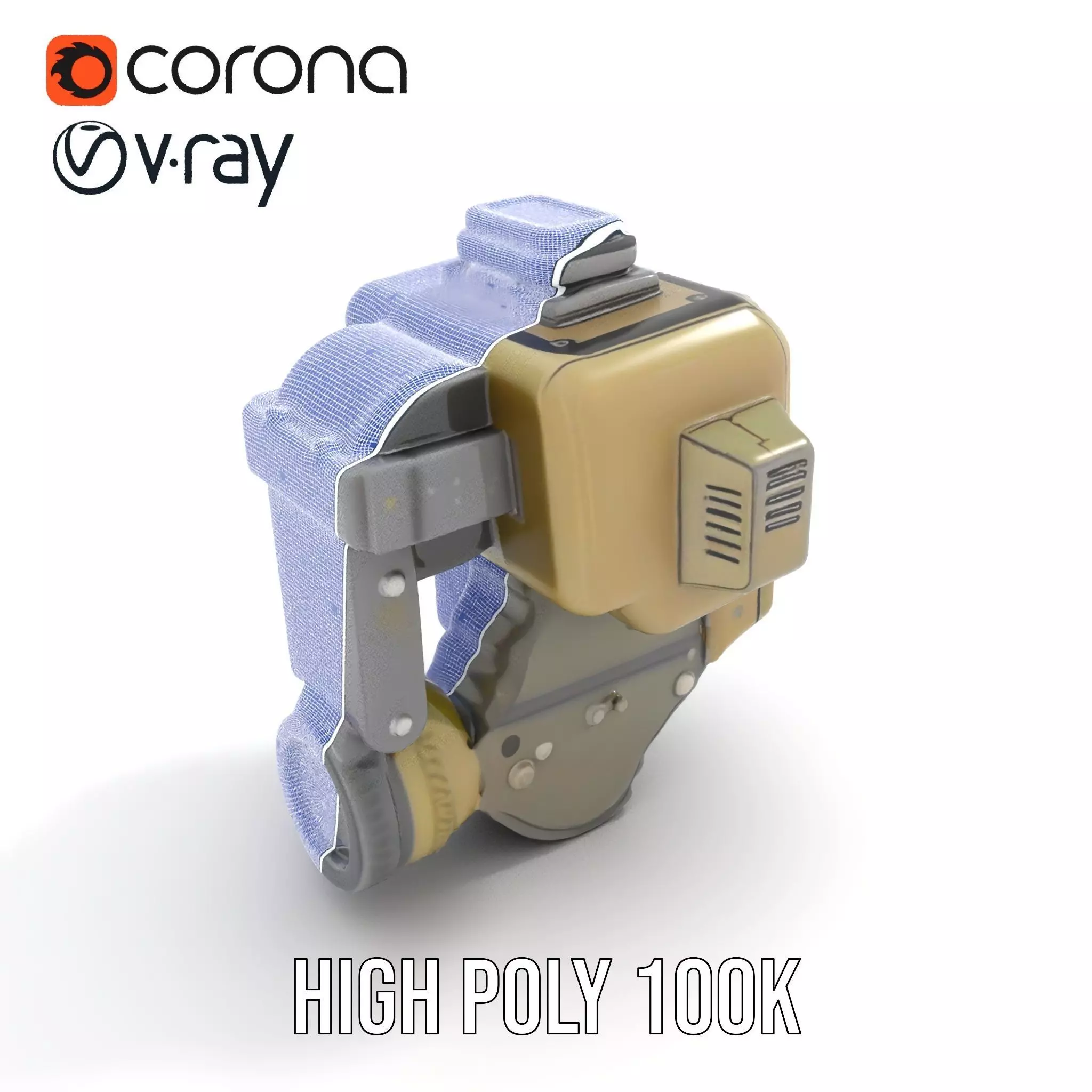 Retro Futuristic Wrist Gadget model pack with Interactive Screen Low-poly 3D model_32