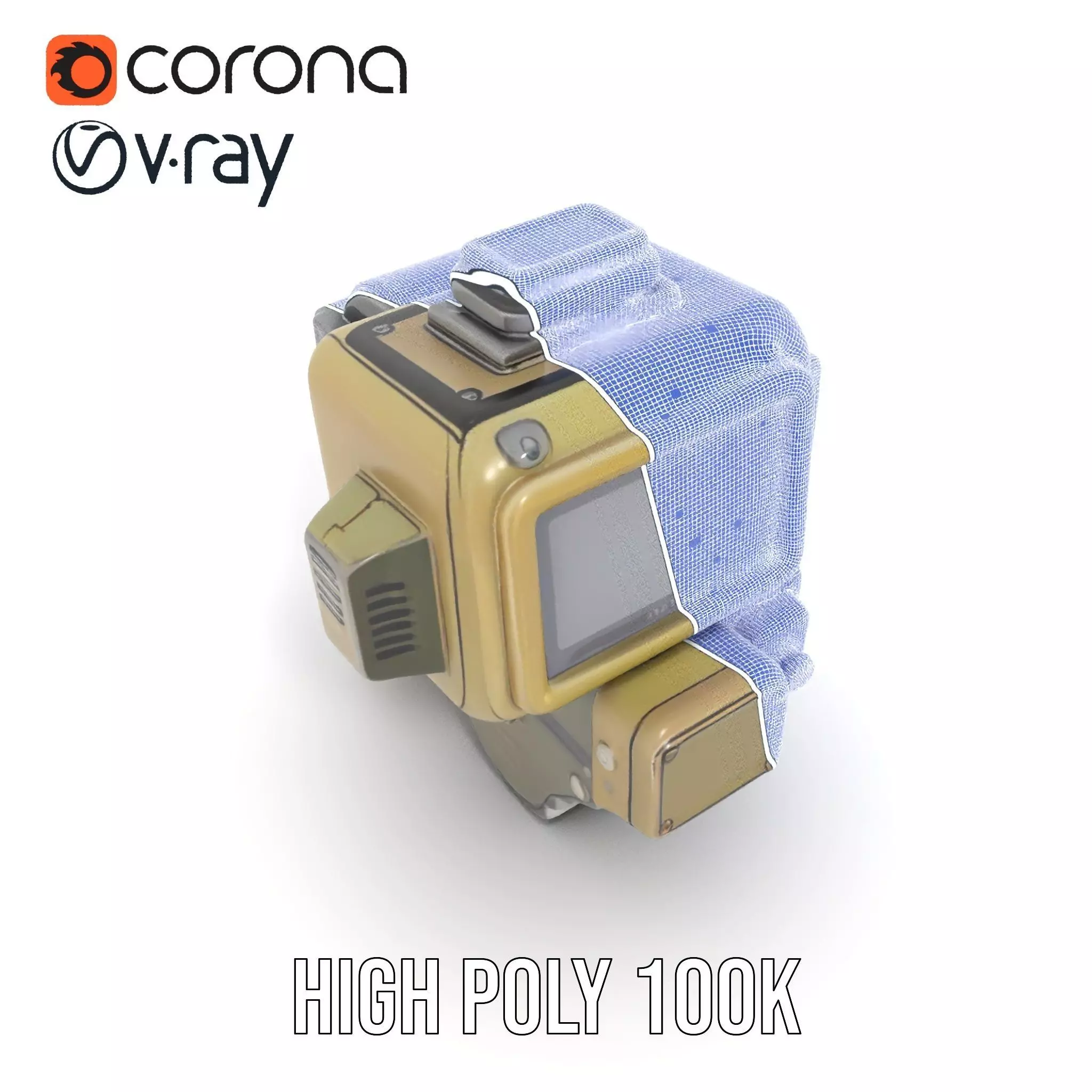 Retro Futuristic Wrist Gadget model pack with Interactive Screen Low-poly 3D model_34