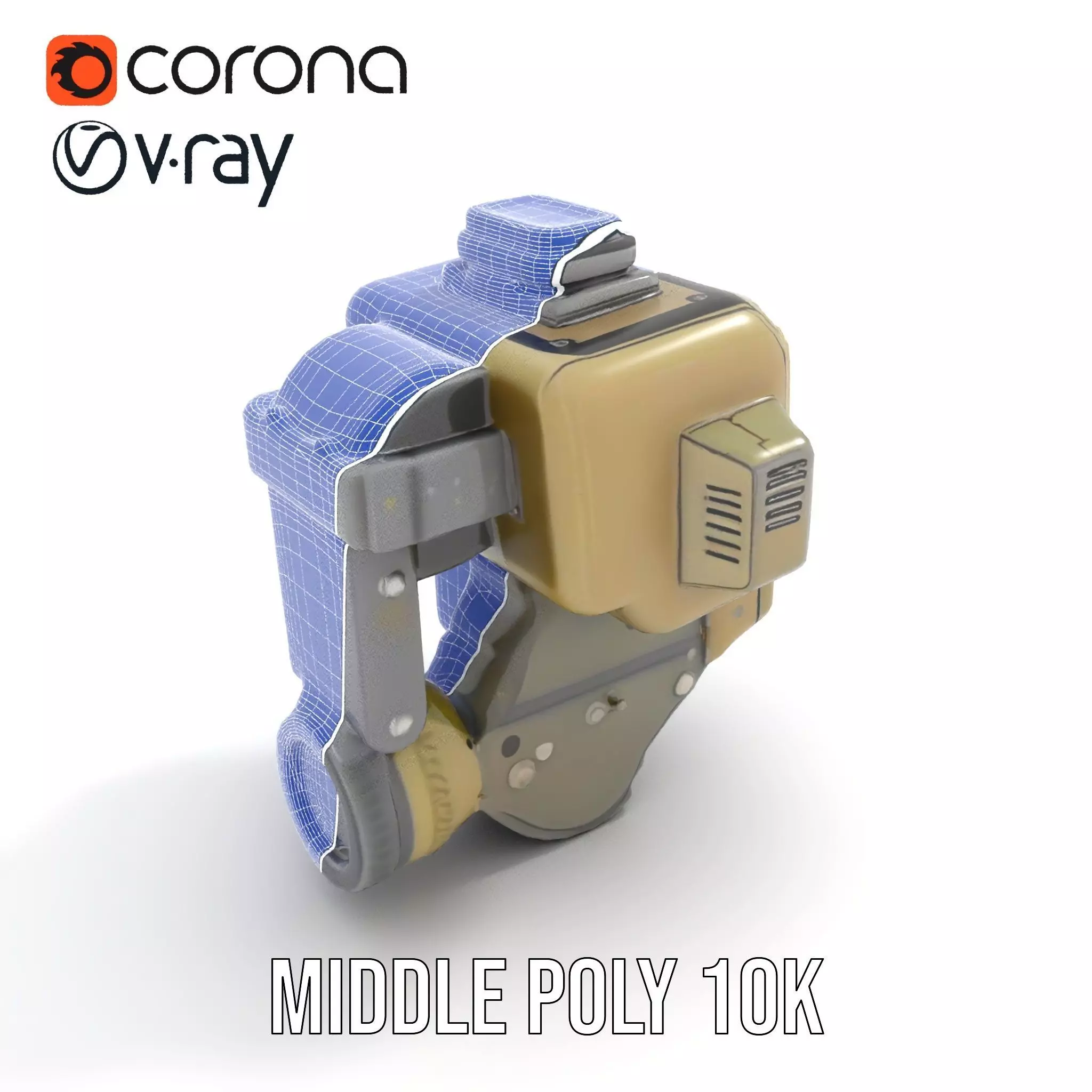 Retro Futuristic Wrist Gadget model pack with Interactive Screen Low-poly 3D model_10