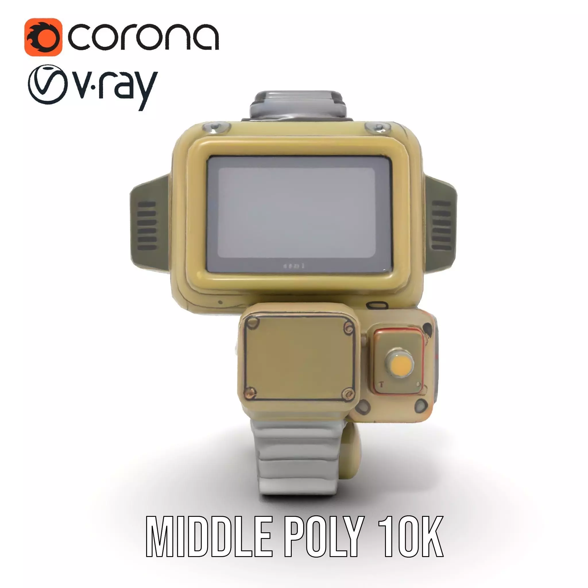 Retro Futuristic Wrist Gadget model pack with Interactive Screen Low-poly 3D model_6