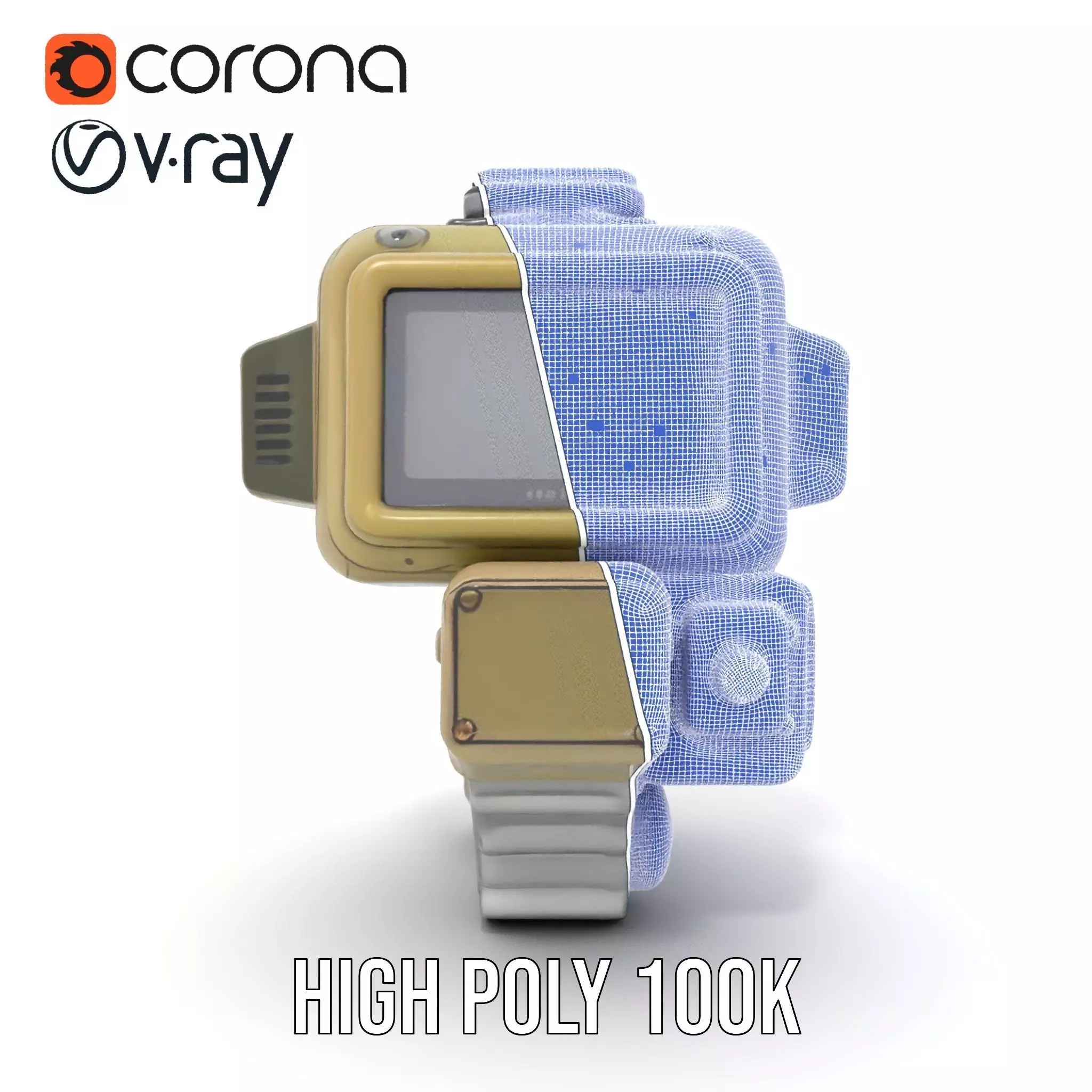 Retro Futuristic Wrist Gadget model pack with Interactive Screen Low-poly 3D model_33