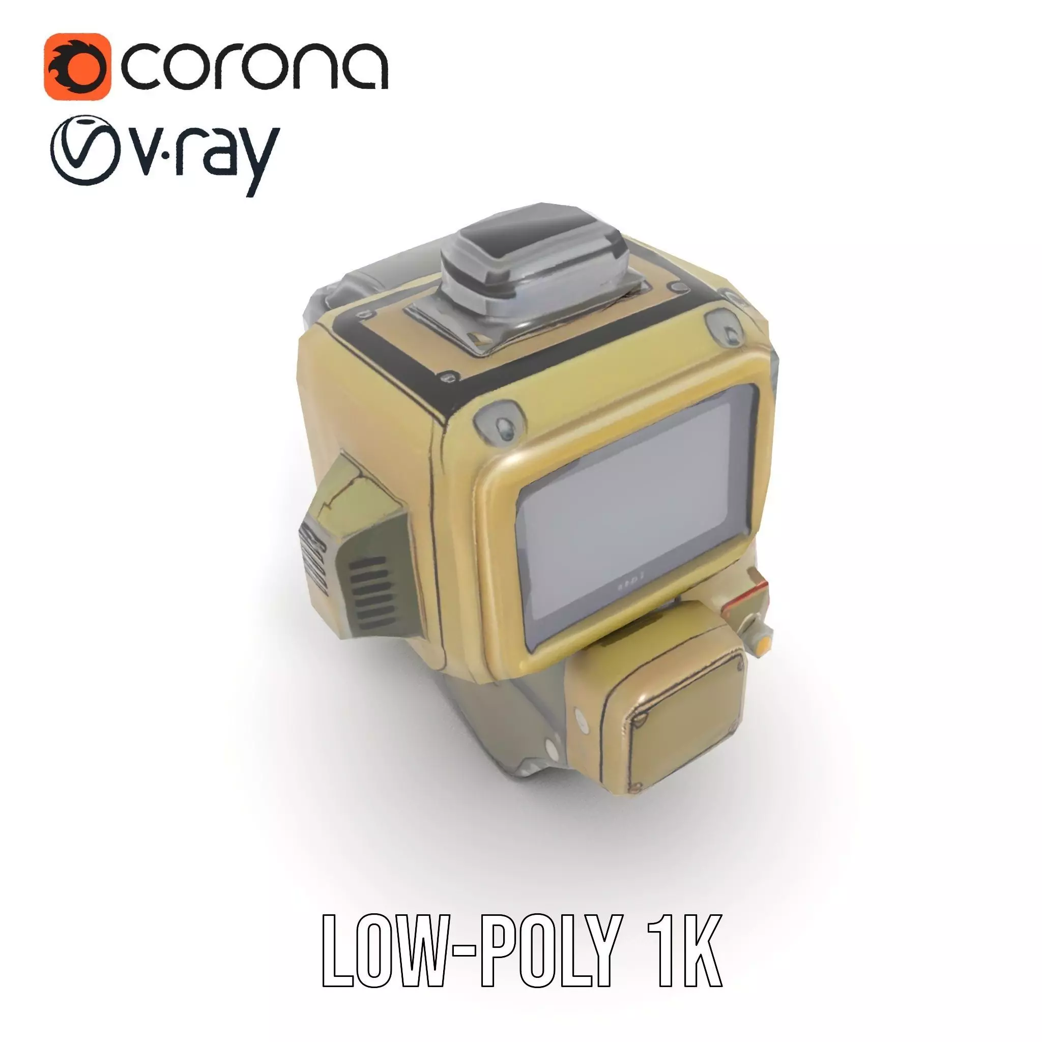 Retro Futuristic Wrist Gadget model pack with Interactive Screen Low-poly 3D model_7