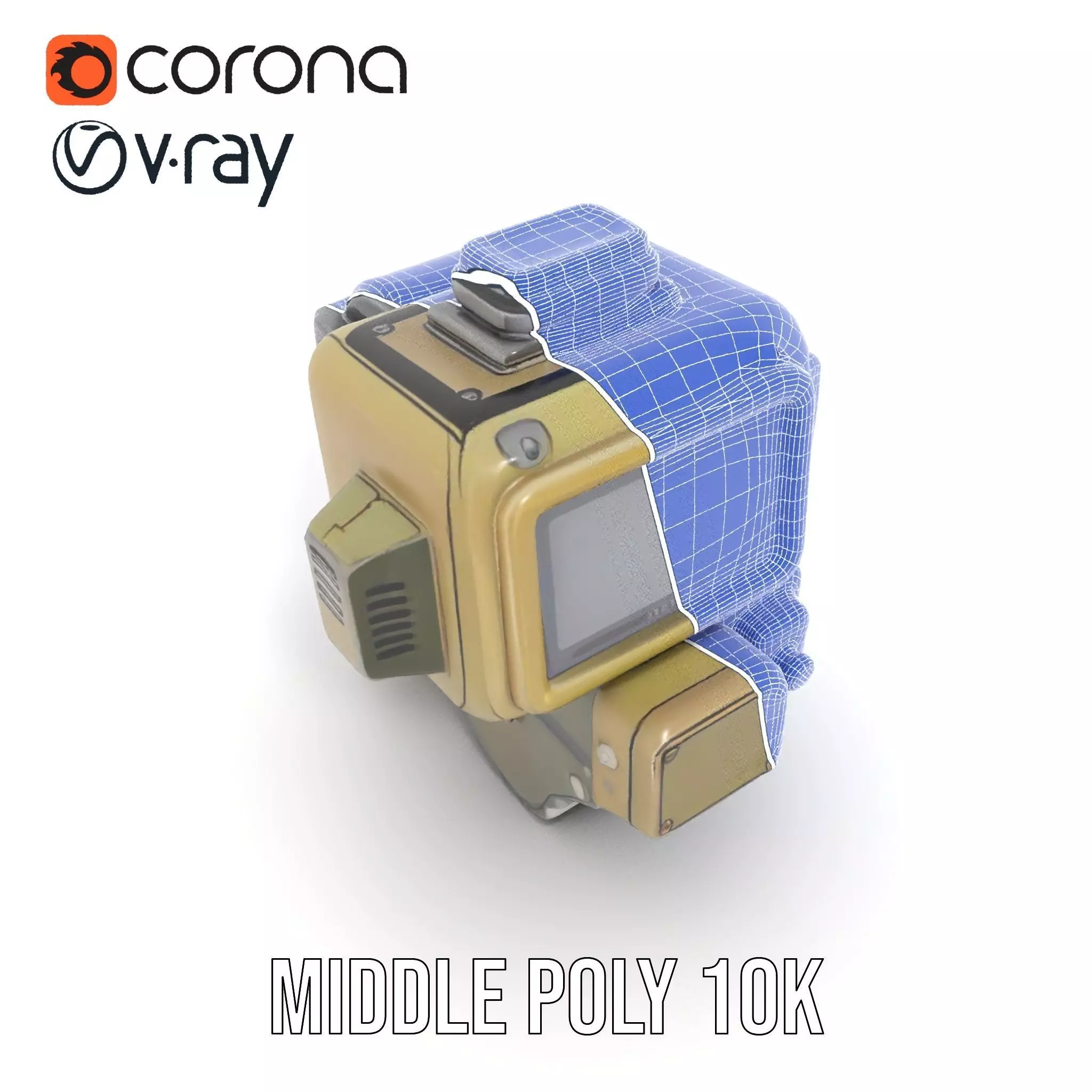 Retro Futuristic Wrist Gadget model pack with Interactive Screen Low-poly 3D model_27